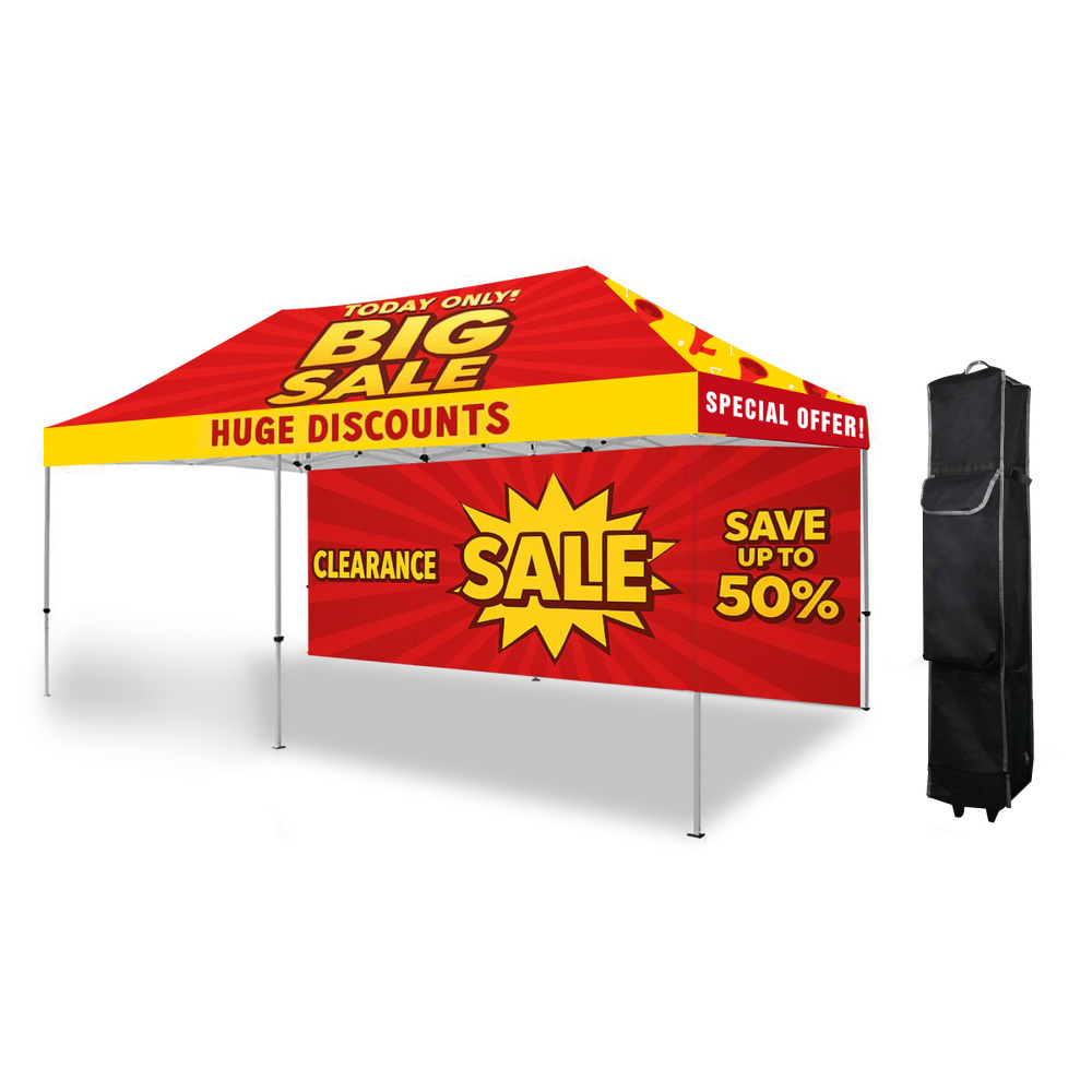 10'x20' Hexagonal Aluminum Frame Tent with Full-Color Canopy & Back Wall