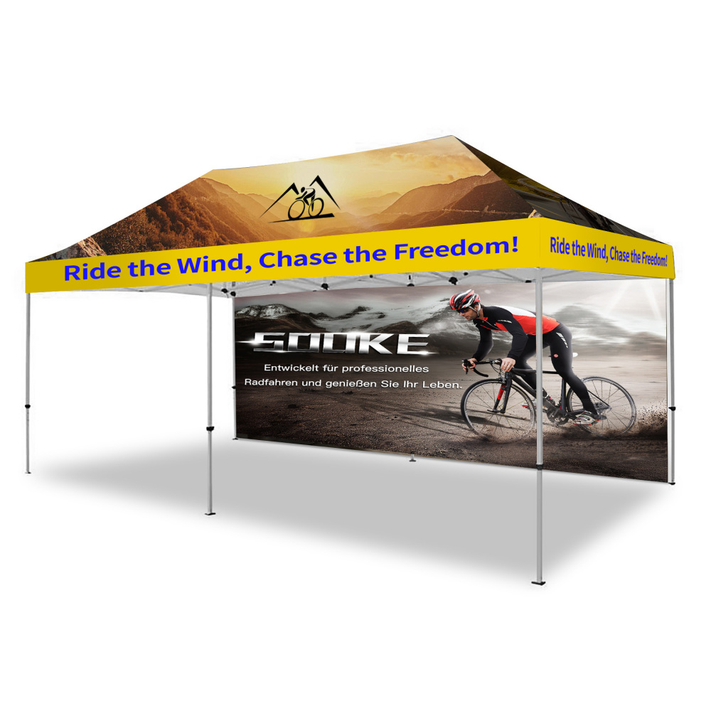 10'x20' Hexagonal Aluminum Frame Tent with Full-Color Canopy & Back Wall