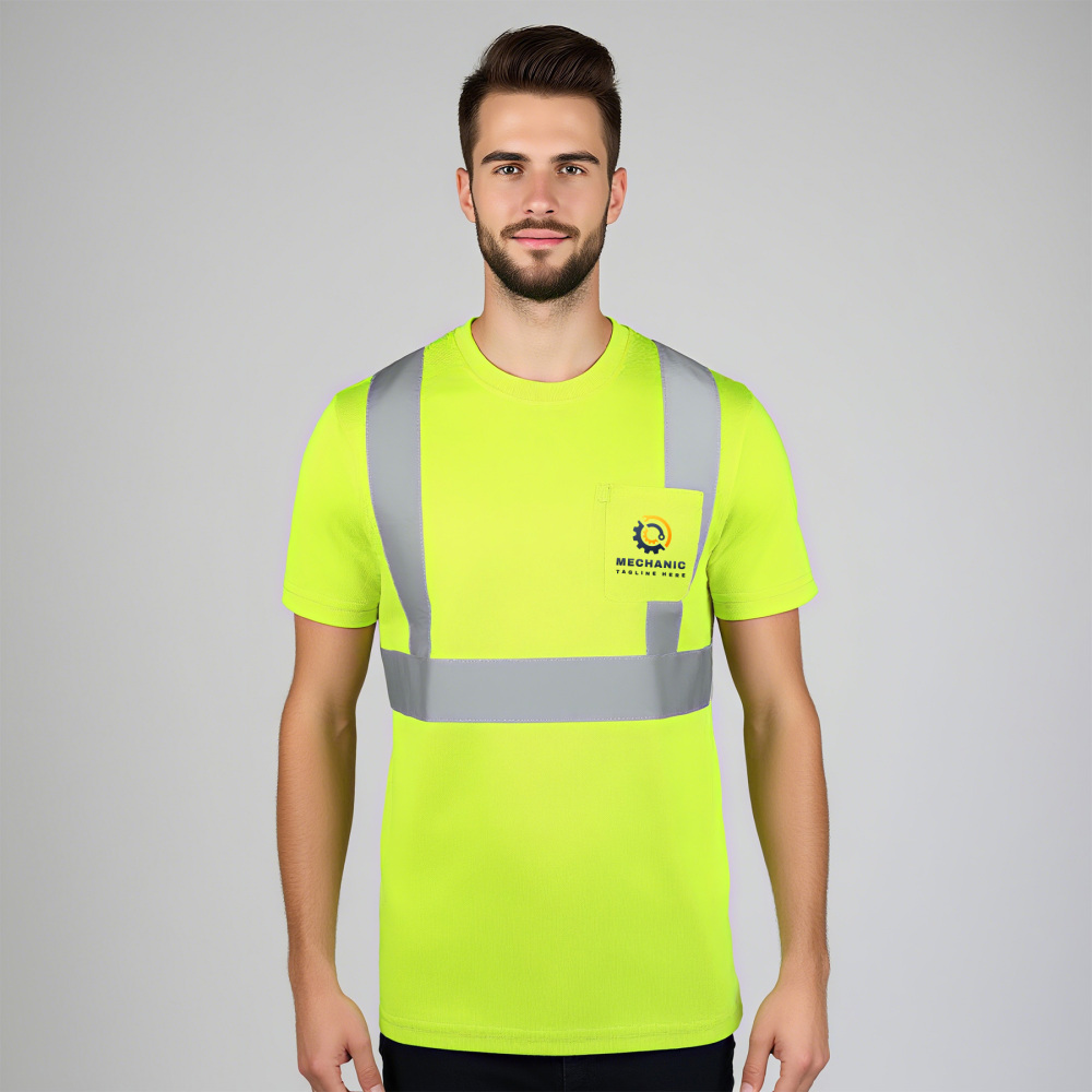 Class 2 Hi-Vis 4 oz. Short-Sleeve Safety T-Shirt with Pocket