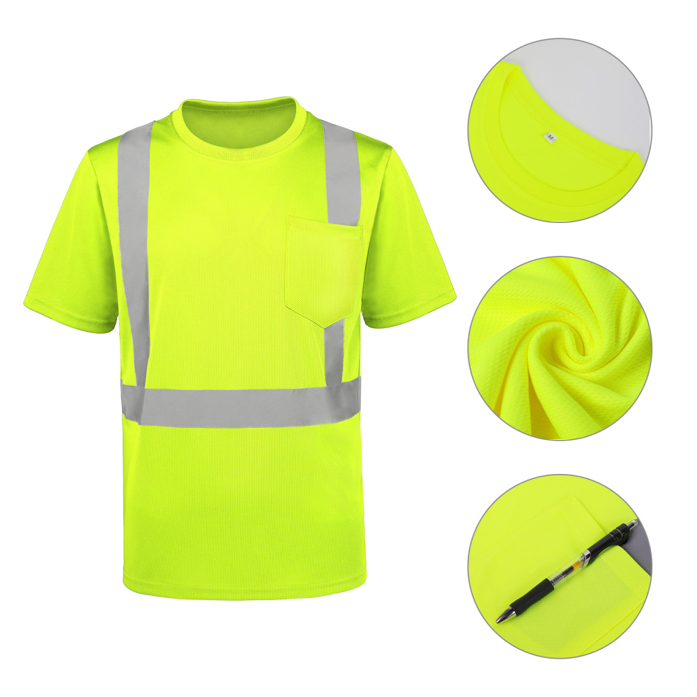 Class 2 Hi-Vis 4 oz. Short-Sleeve Safety T-Shirt with Pocket