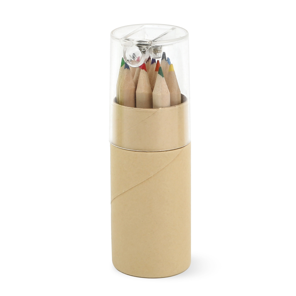 12-Colored Pencil Set with Tube & Sharpener