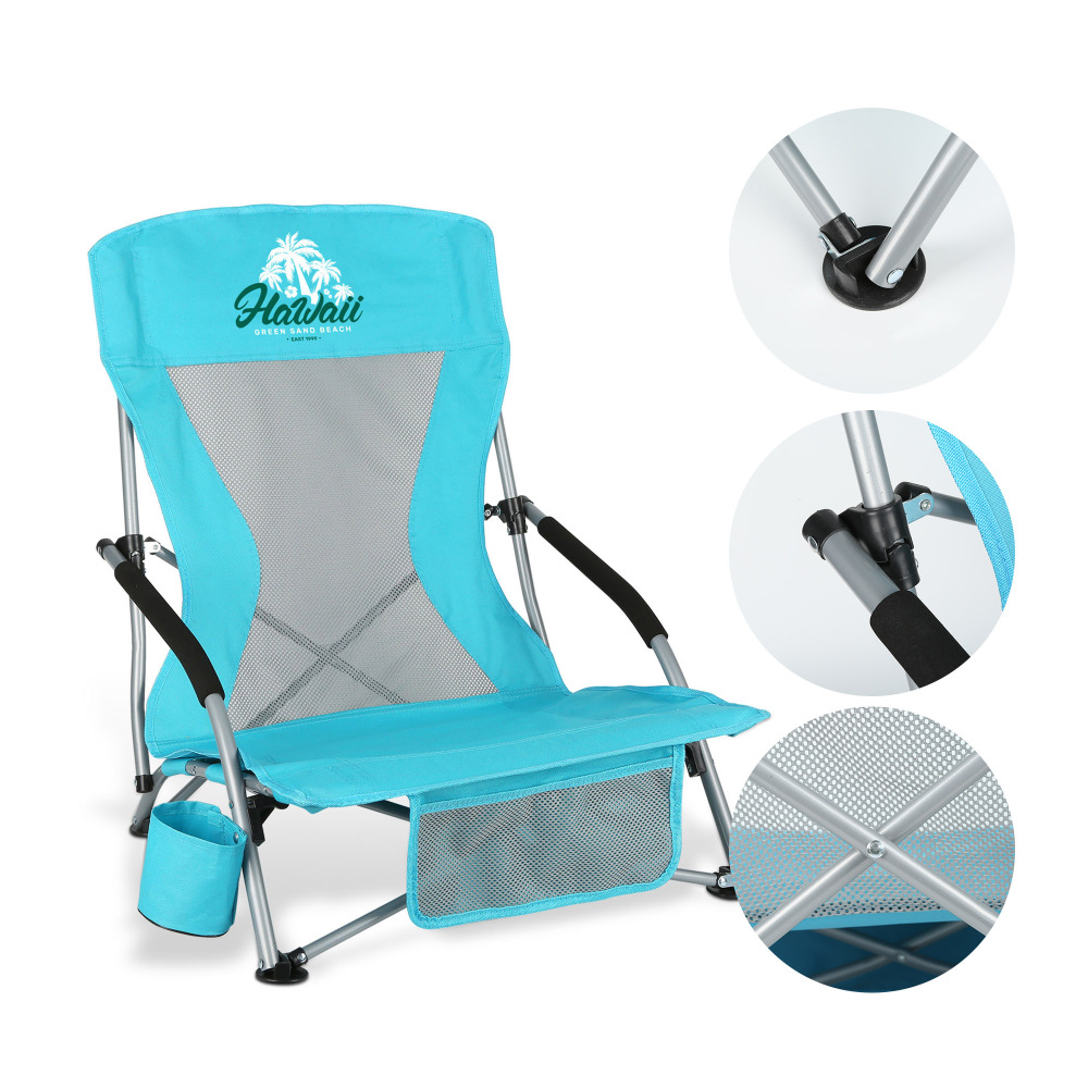 Lightweight Portable Low-Back Beach Chair with Carrying Bag
