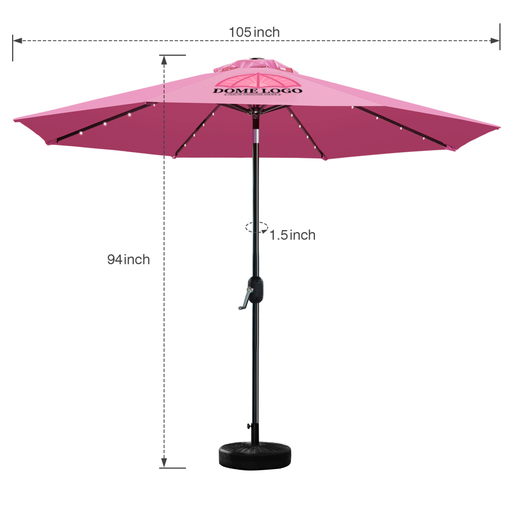 9' Commercial-Grade Solar-Lit Galvanized Steel Market Umbrella (RGB LED)