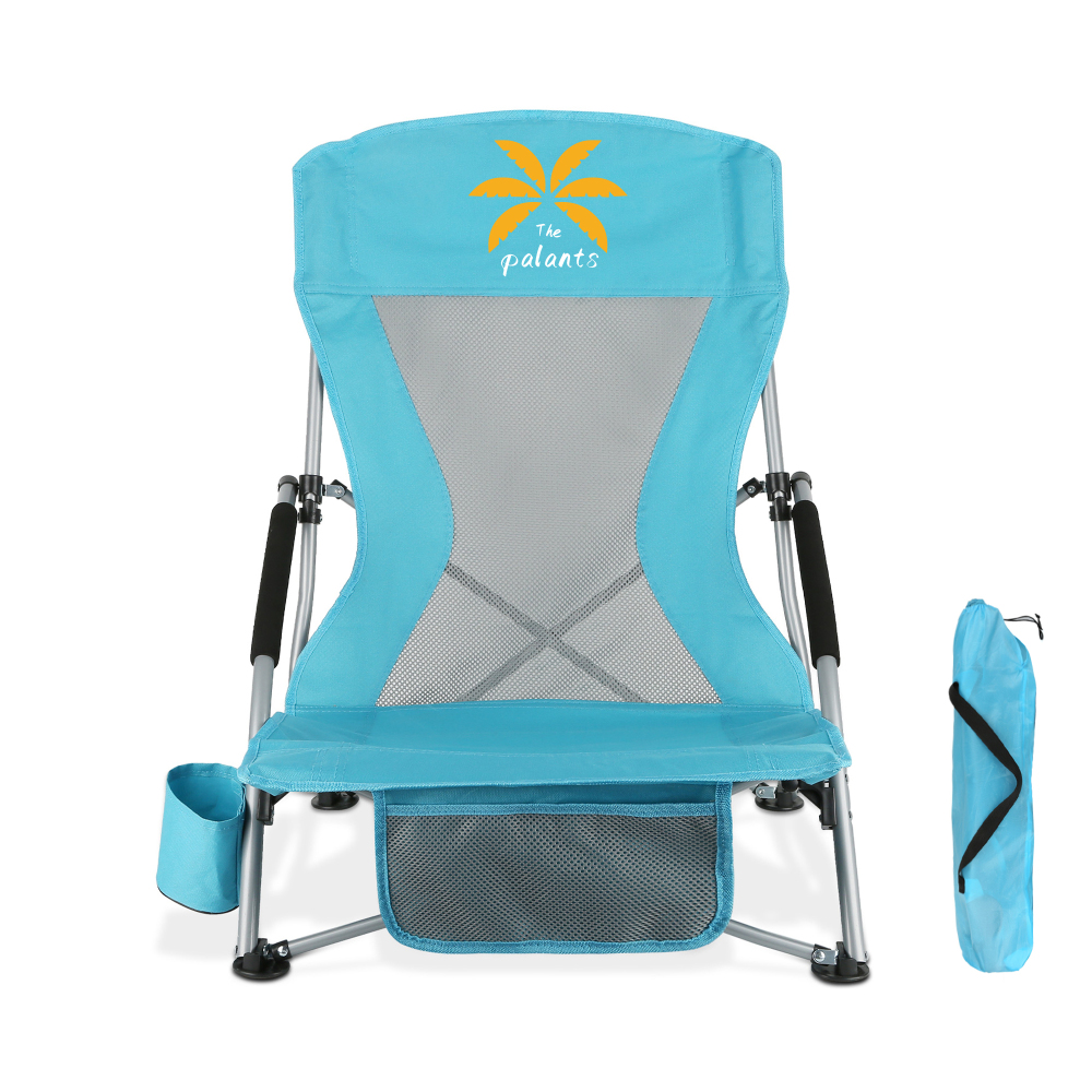 Lightweight Portable Low-Back Beach Chair with Carrying Bag