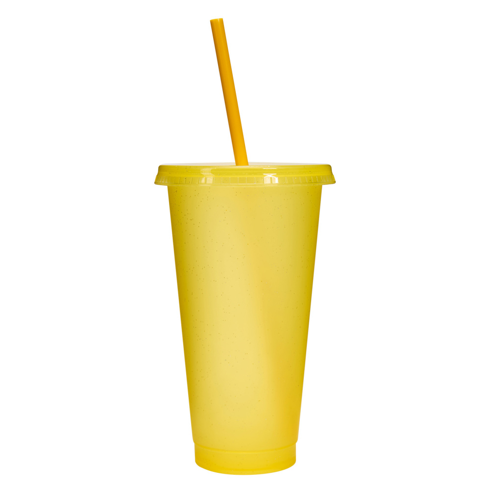 24 - Oz Colorful Glitter Plastic Straw Cup with Splash - Proof Lid