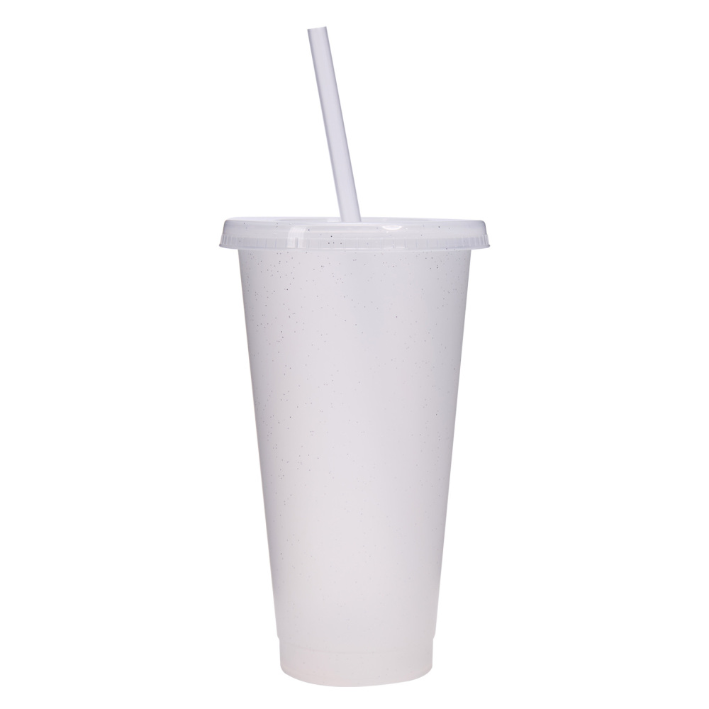 24 - Oz Colorful Glitter Plastic Straw Cup with Splash - Proof Lid