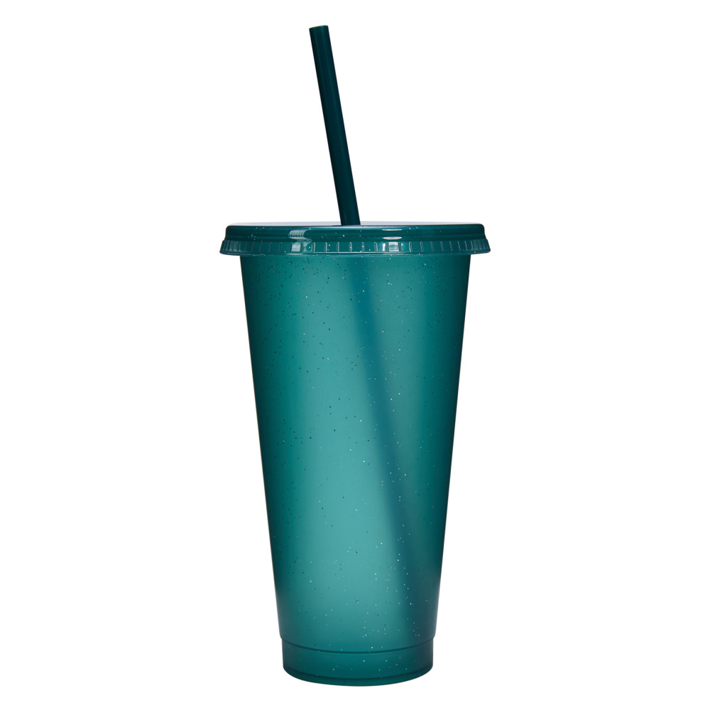24 - Oz Colorful Glitter Plastic Straw Cup with Splash - Proof Lid
