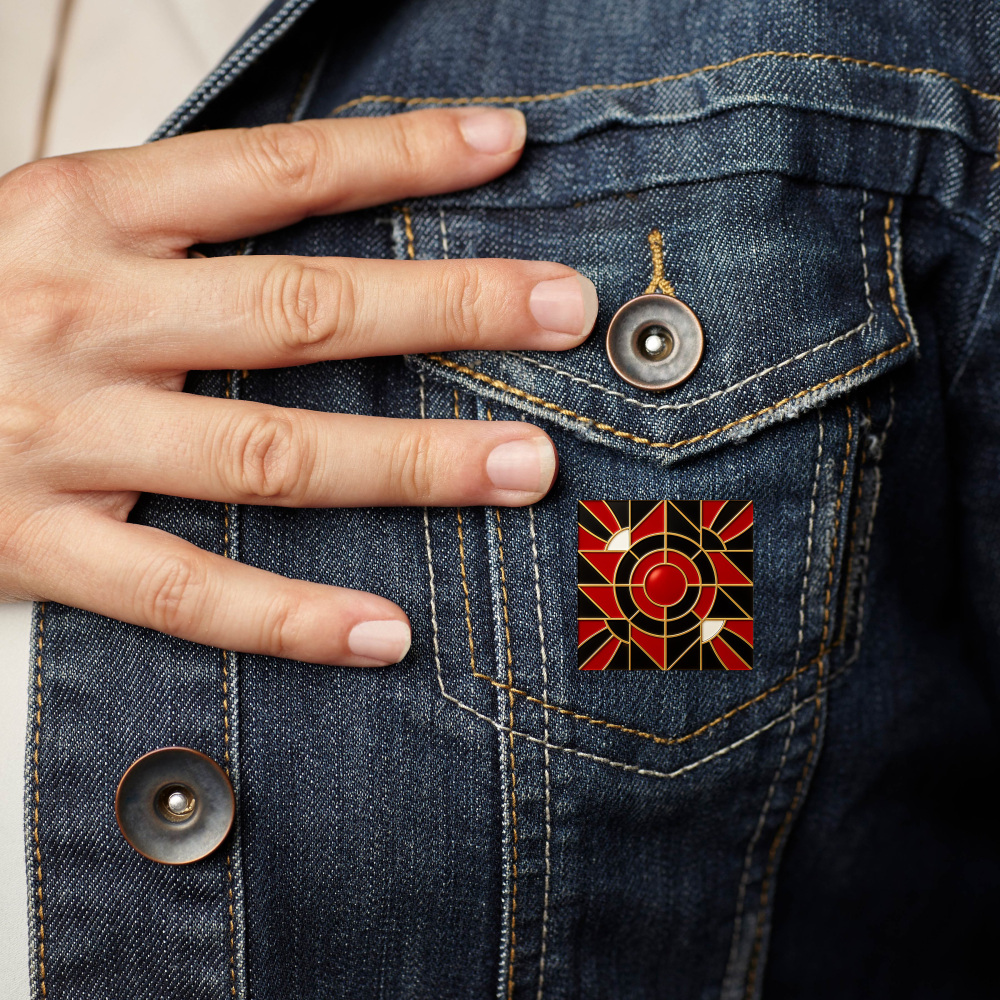1-Inch Square Hard Enamel Cloisonné Pin
