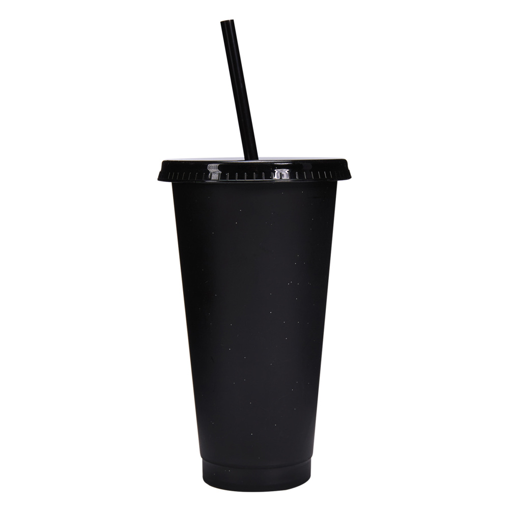 24 - Oz Colorful Glitter Plastic Straw Cup with Splash - Proof Lid