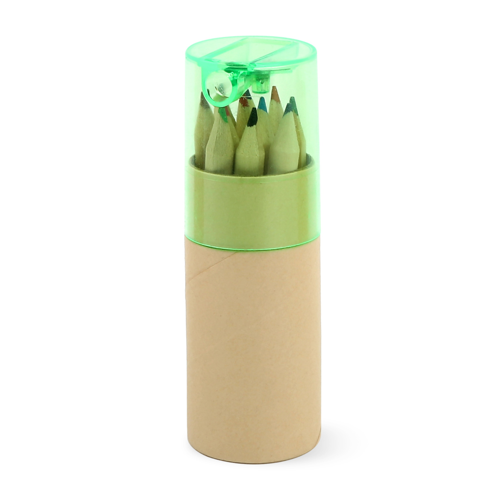 12-Colored Pencil Set with Tube & Sharpener