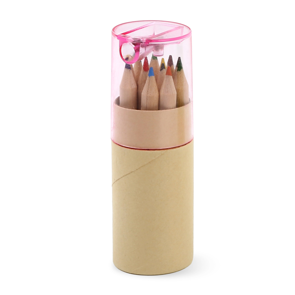 12-Colored Pencil Set with Tube & Sharpener