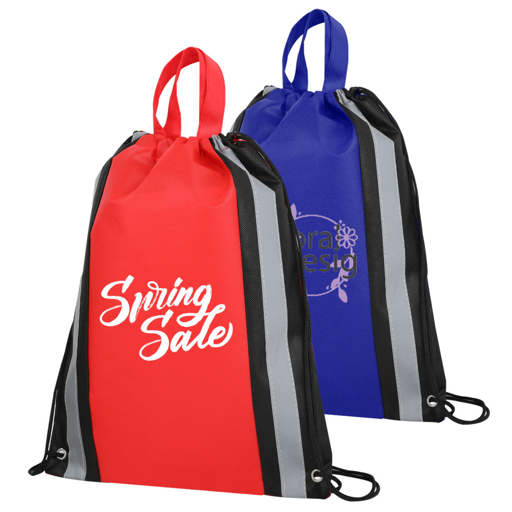 Reflective Strip Non-Woven Drawstring Bag