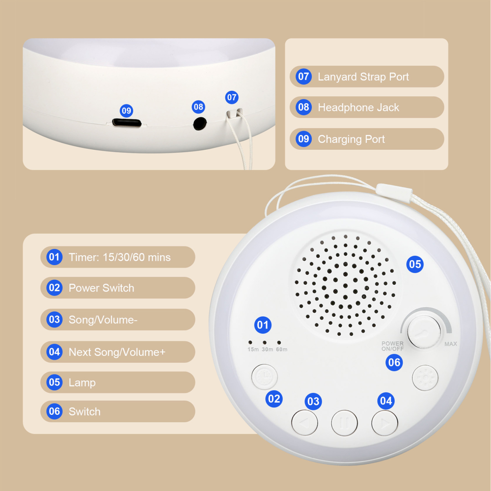 Dual-Function White Noise & Ambient Light Device