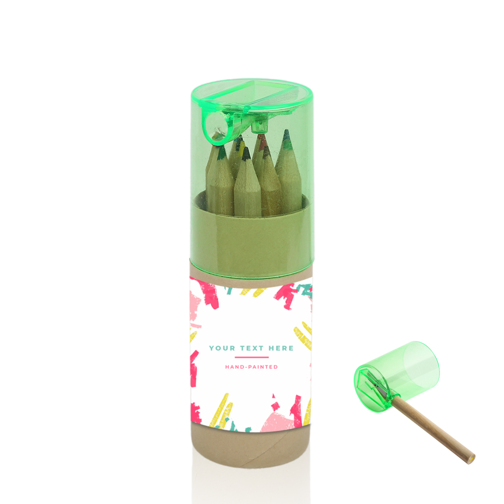 12-Colored Pencil Set with Tube & Sharpener