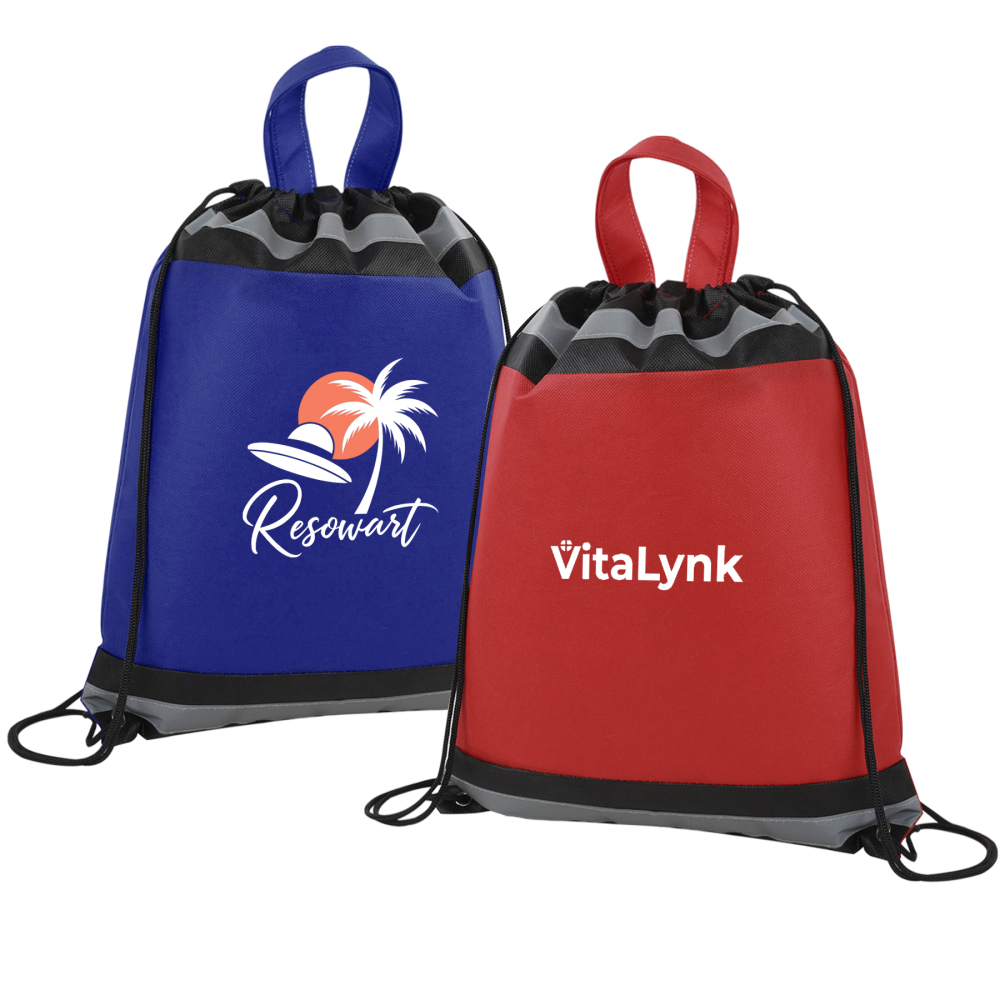 Reflective Strip Non-Woven Drawstring Bag