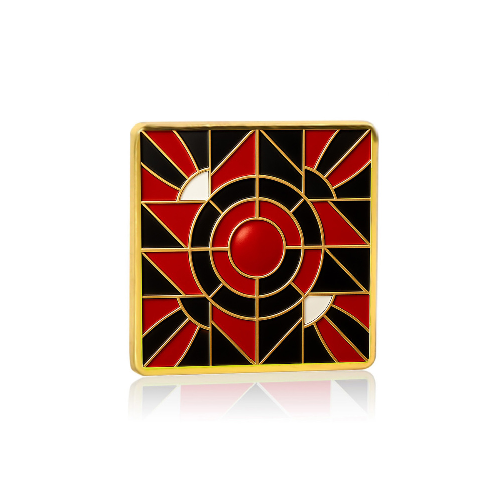 1-Inch Square Hard Enamel Cloisonné Pin