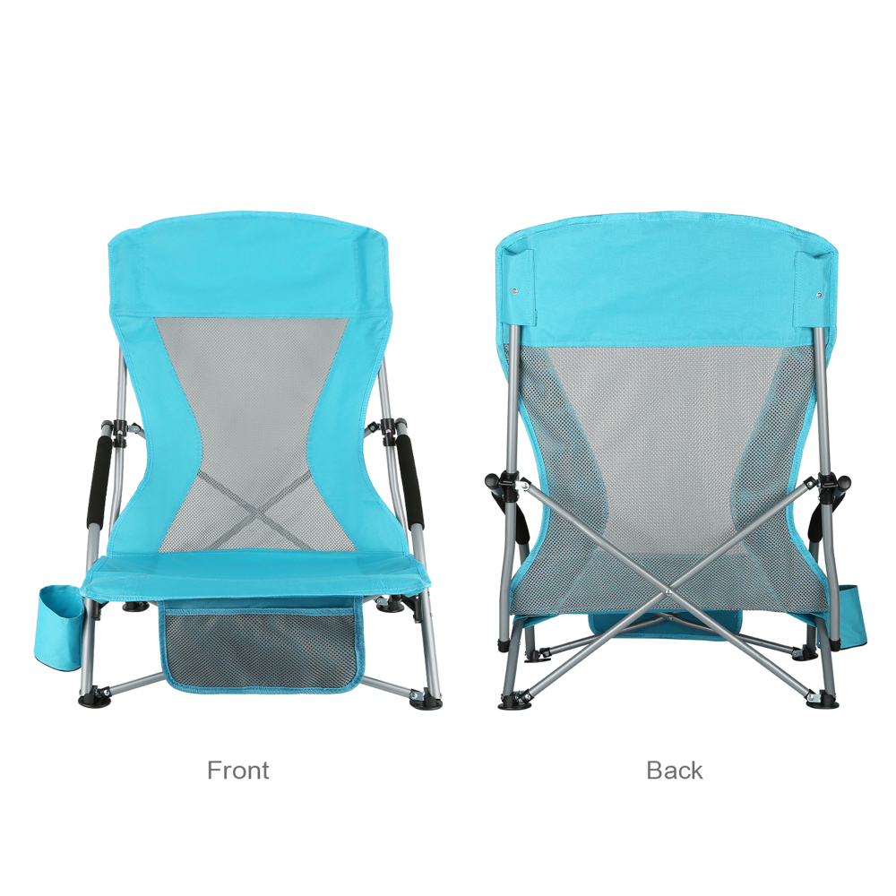 Lightweight Portable Low-Back Beach Chair with Carrying Bag