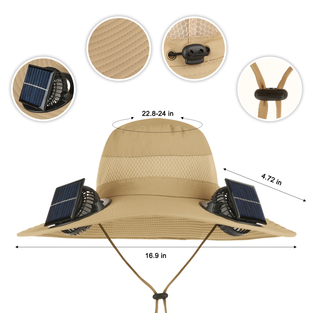 Solar-Powered Wide Brim Safari Cooling Hat