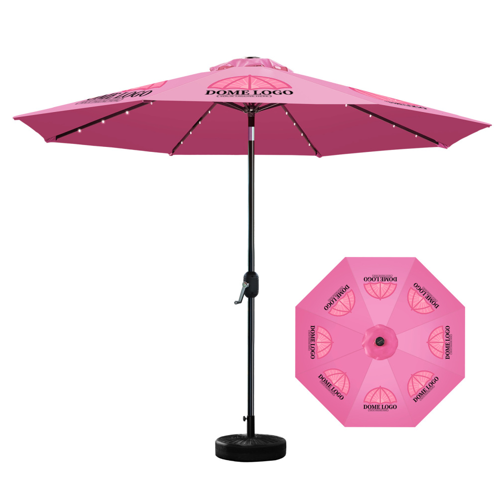 9' Commercial-Grade Solar-Lit Galvanized Steel Market Umbrella (RGB LED)