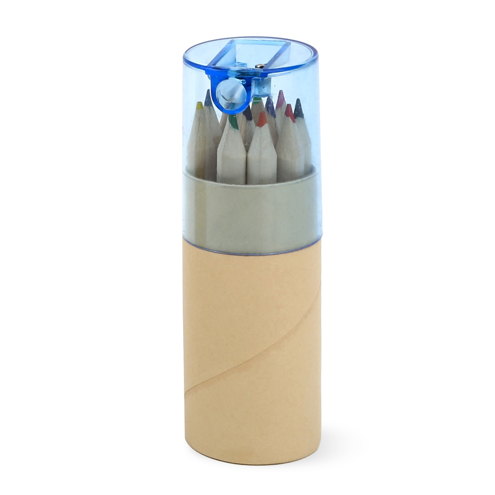 12-Colored Pencil Set with Tube & Sharpener