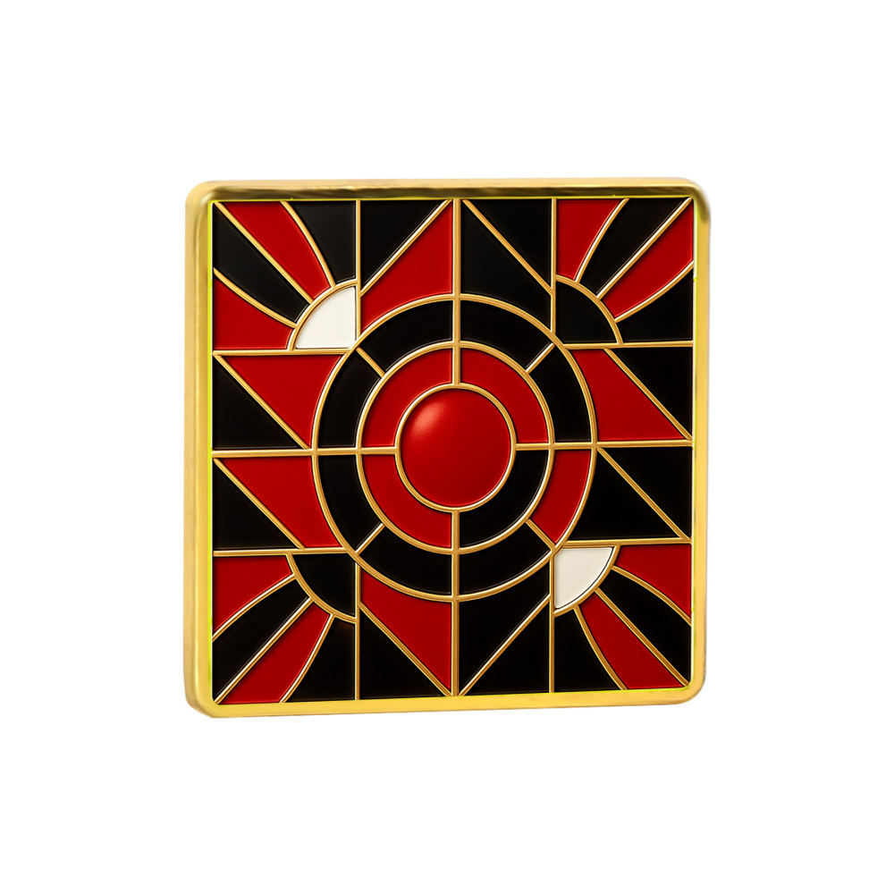1-Inch Square Hard Enamel Cloisonné Pin