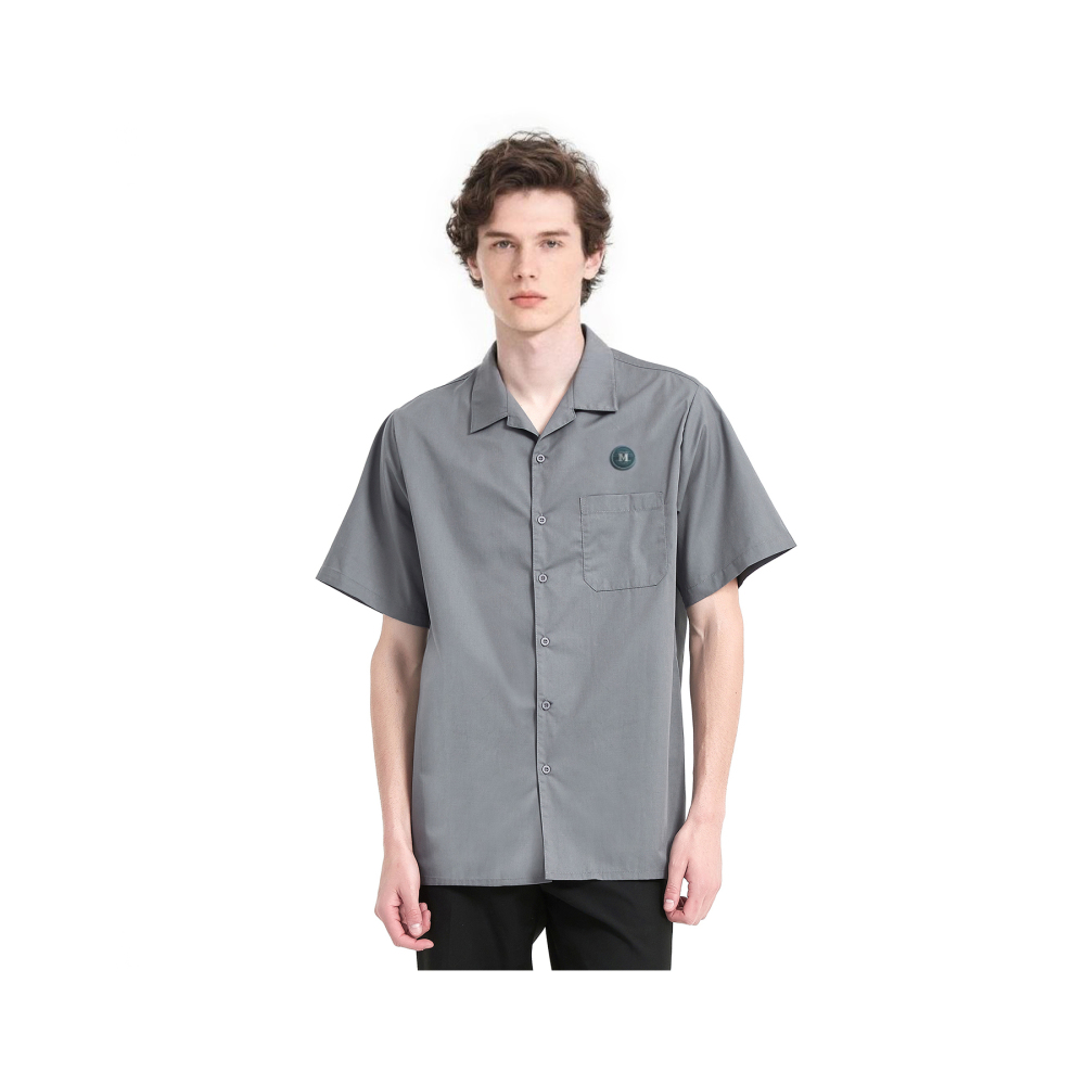Solid Short - Sleeve Camp Collar Shirt for Men