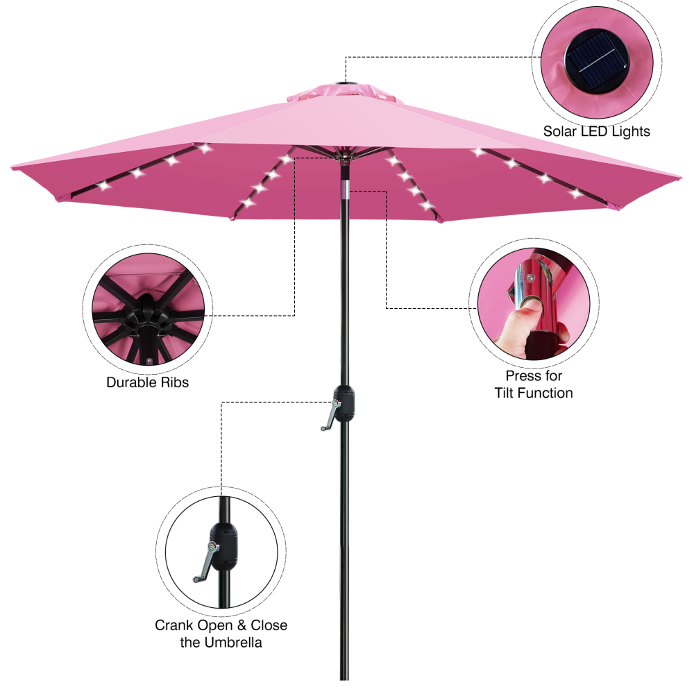 9' Commercial-Grade Solar-Lit Galvanized Steel Market Umbrella (RGB LED)