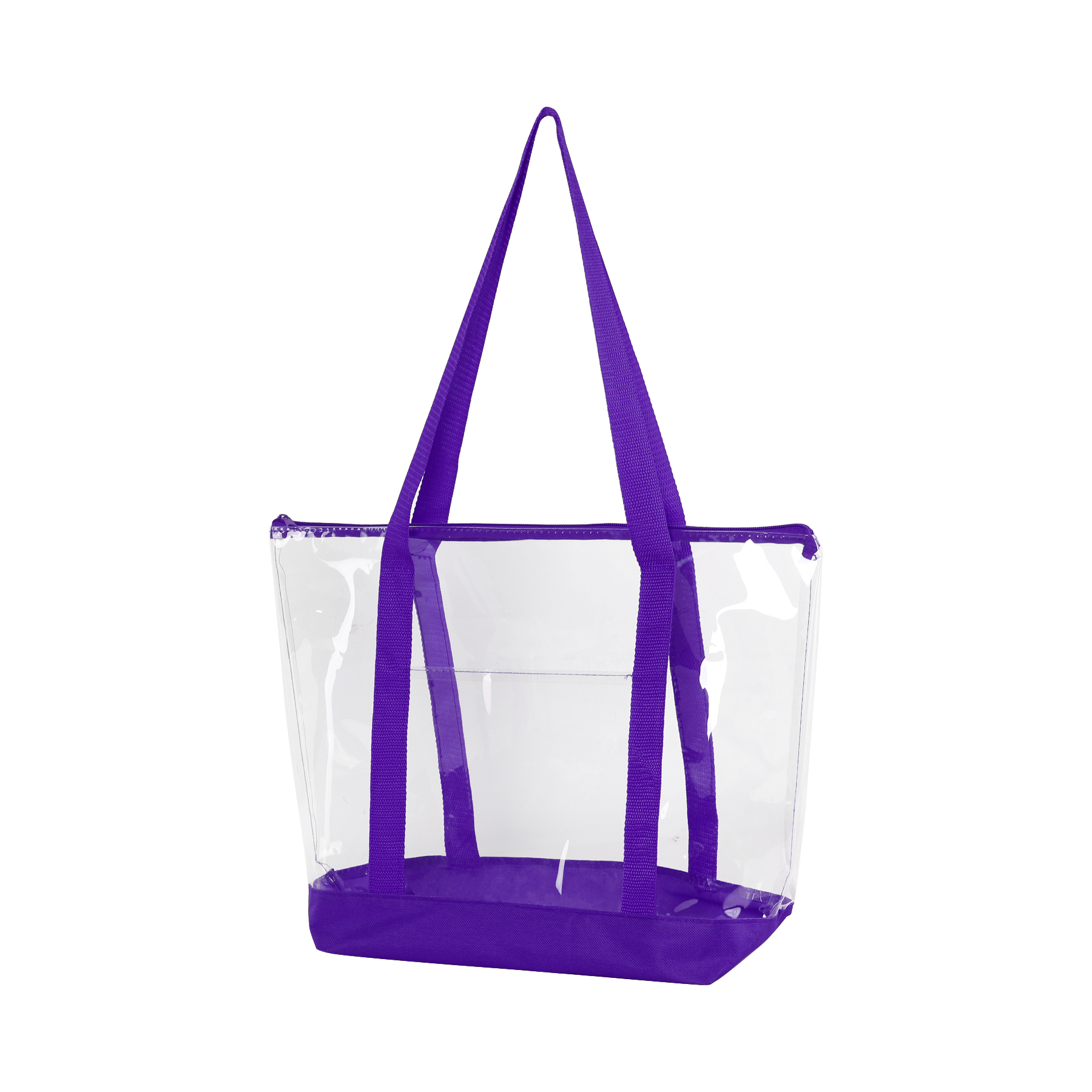 Transparent Zippered Tote Bag With Pocket