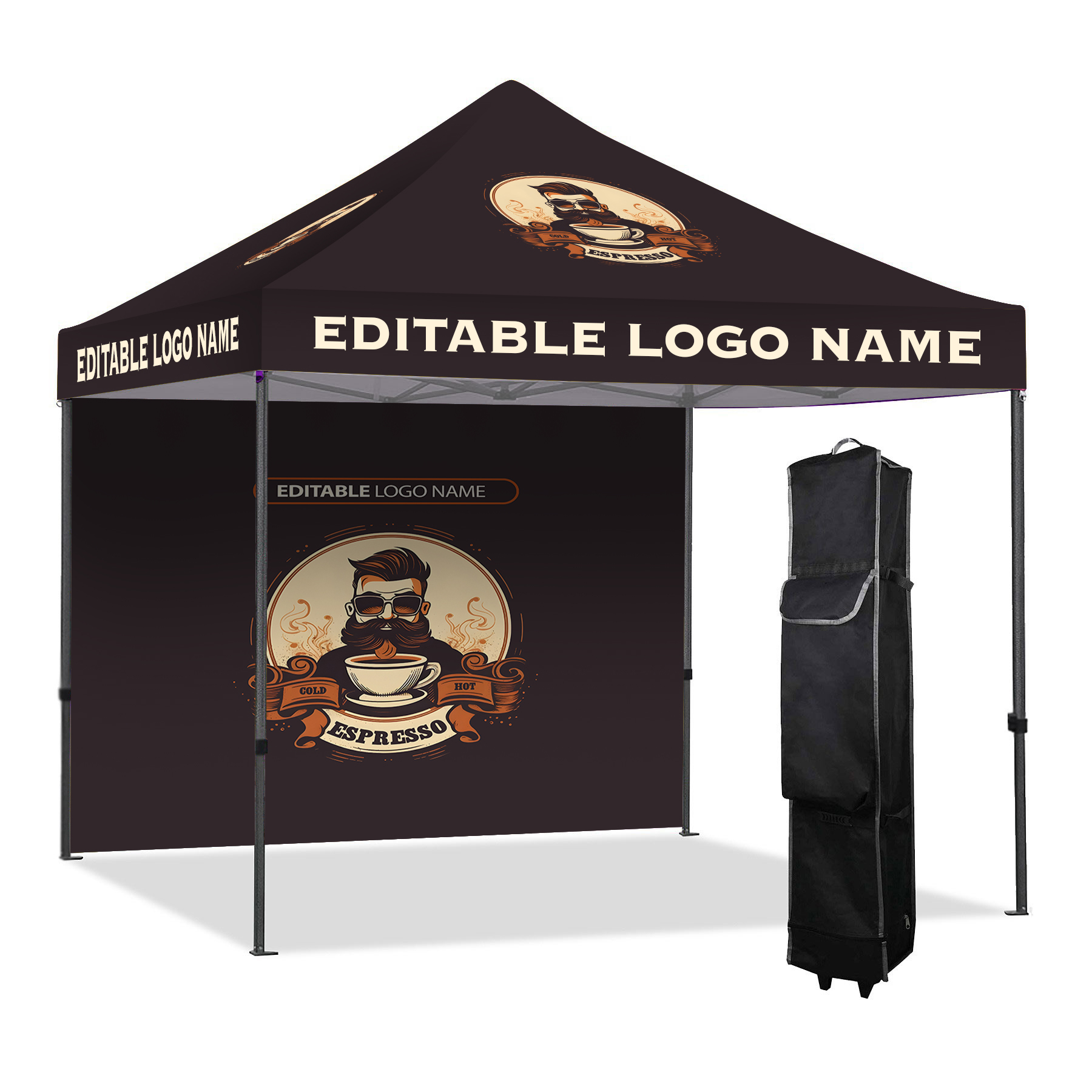 10'x10' Deluxe Canopy Tent Kit (Steel Frame + Sublimated Canopy & Back Wall)