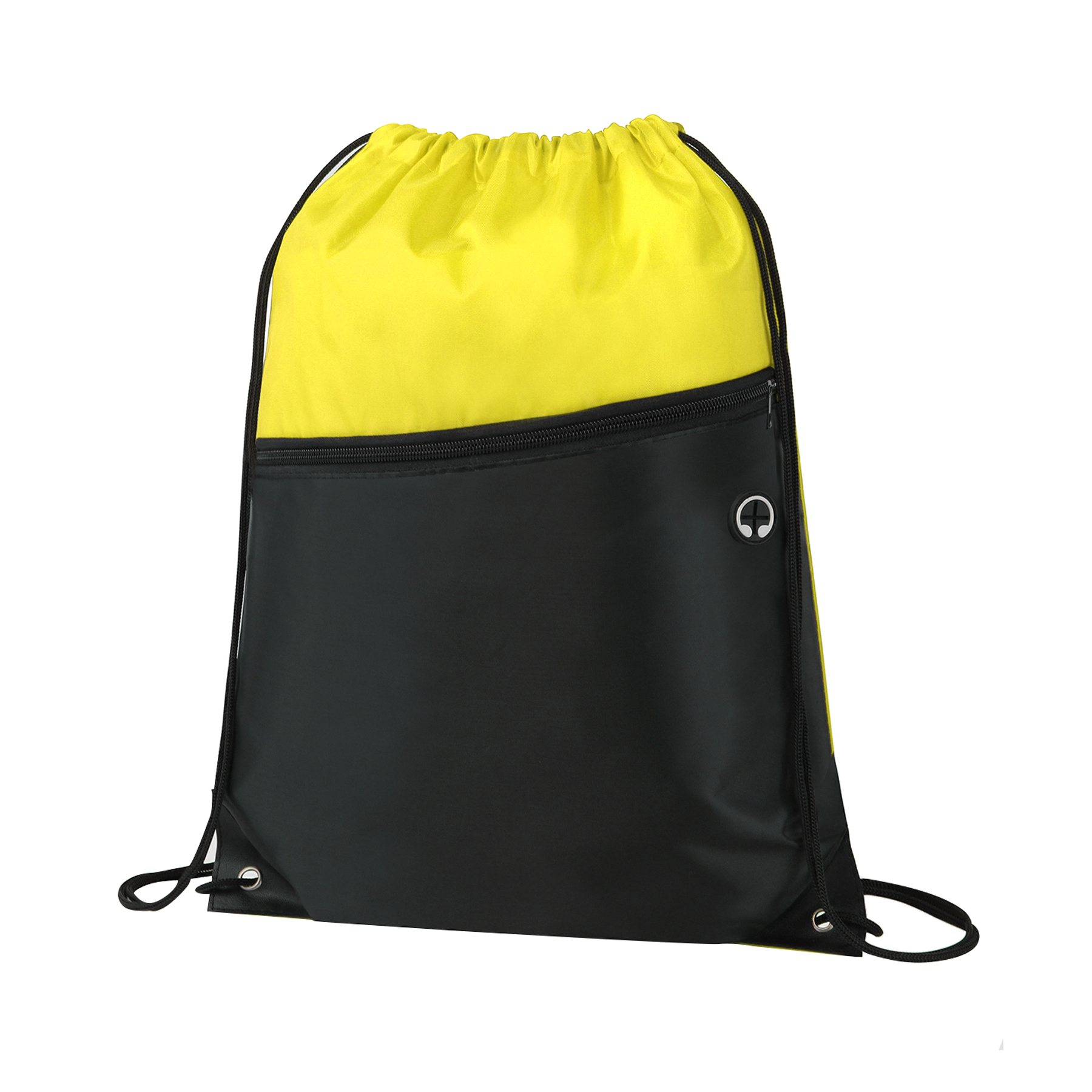 Dual-Tone Drawstring Backpack With Front Zipper