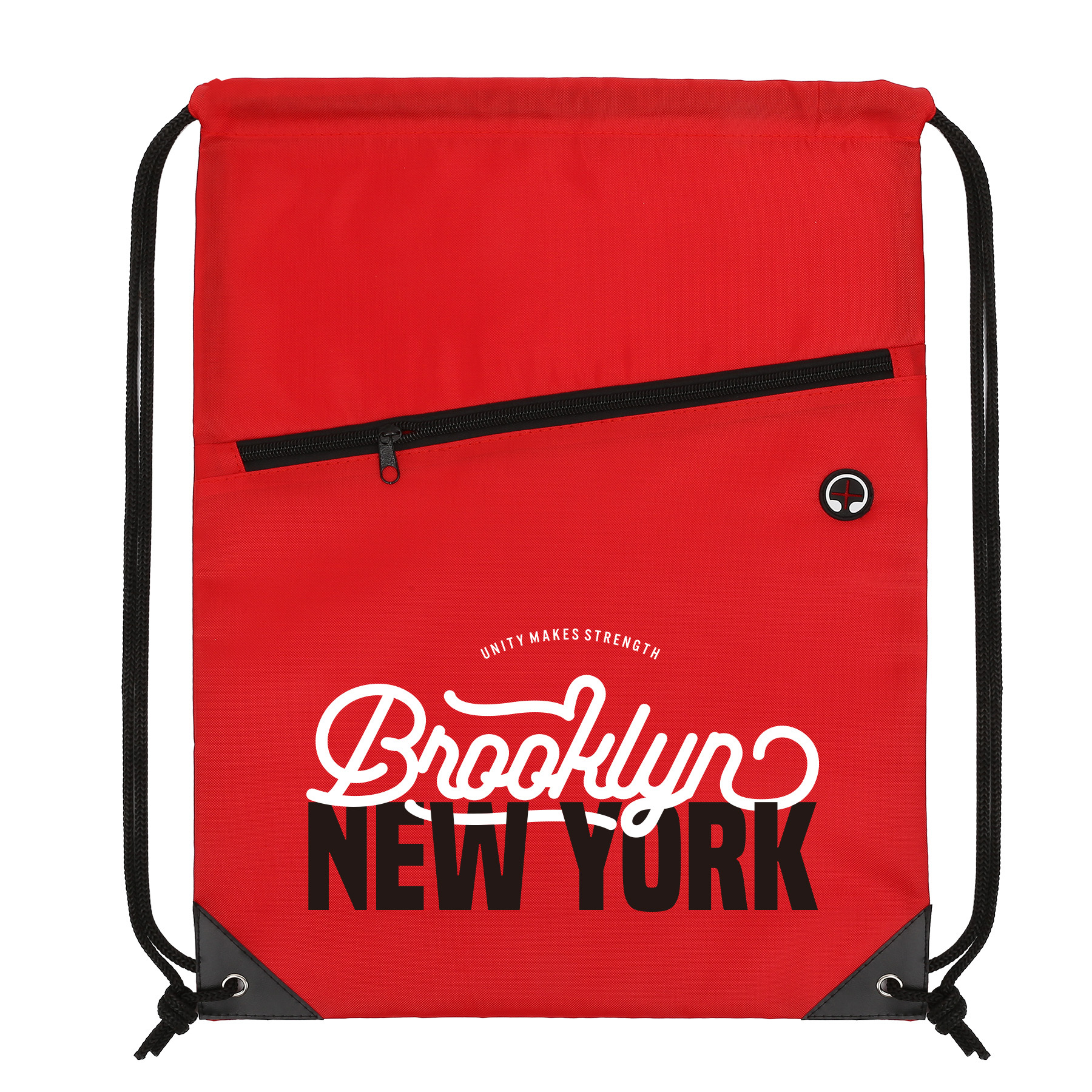 420D Heavy Duty Drawstring Bag With Front Zipper