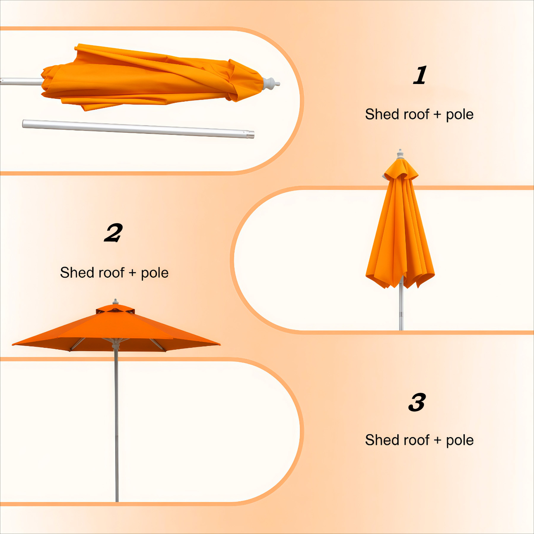7' Heavy Duty Market Umbrella - 6 Panel Full Color & Aluminum Frame
