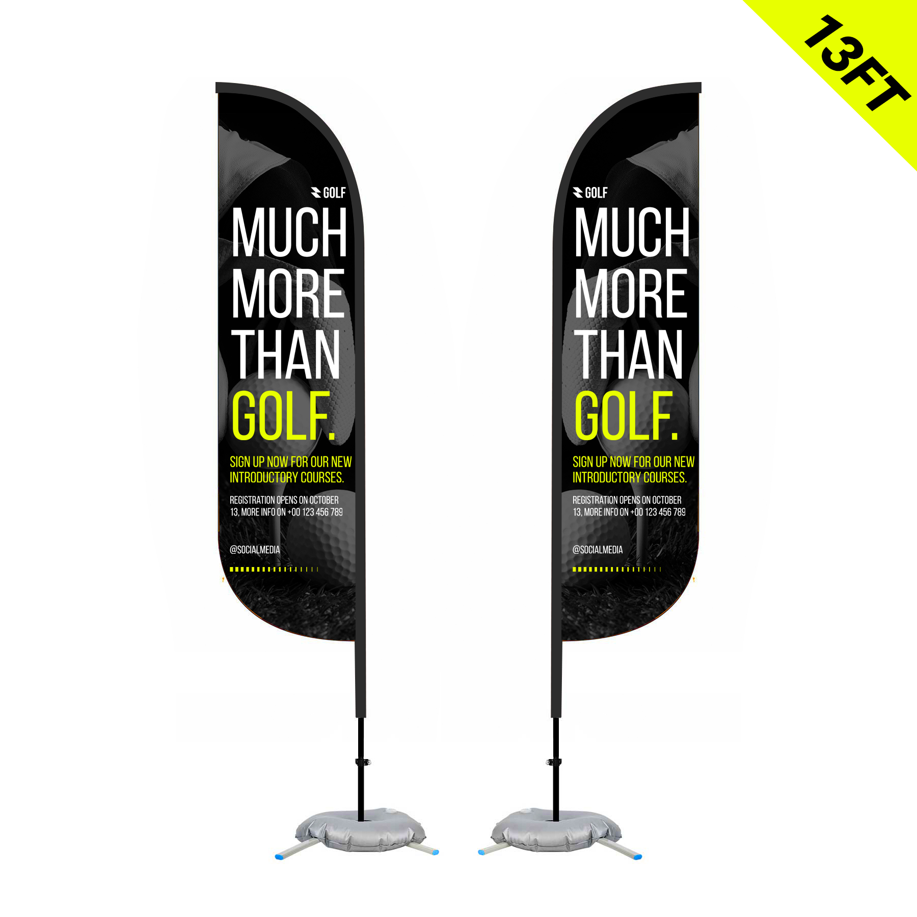 13' Feather Flag Kit- Double Sided W/ Cross Base