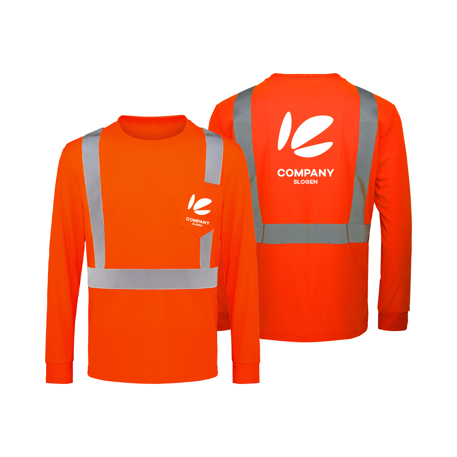 4 Oz. Class 2 Hi-Vis Long-Sleeve Safety Shirt with Reflective Stripes & Pocket