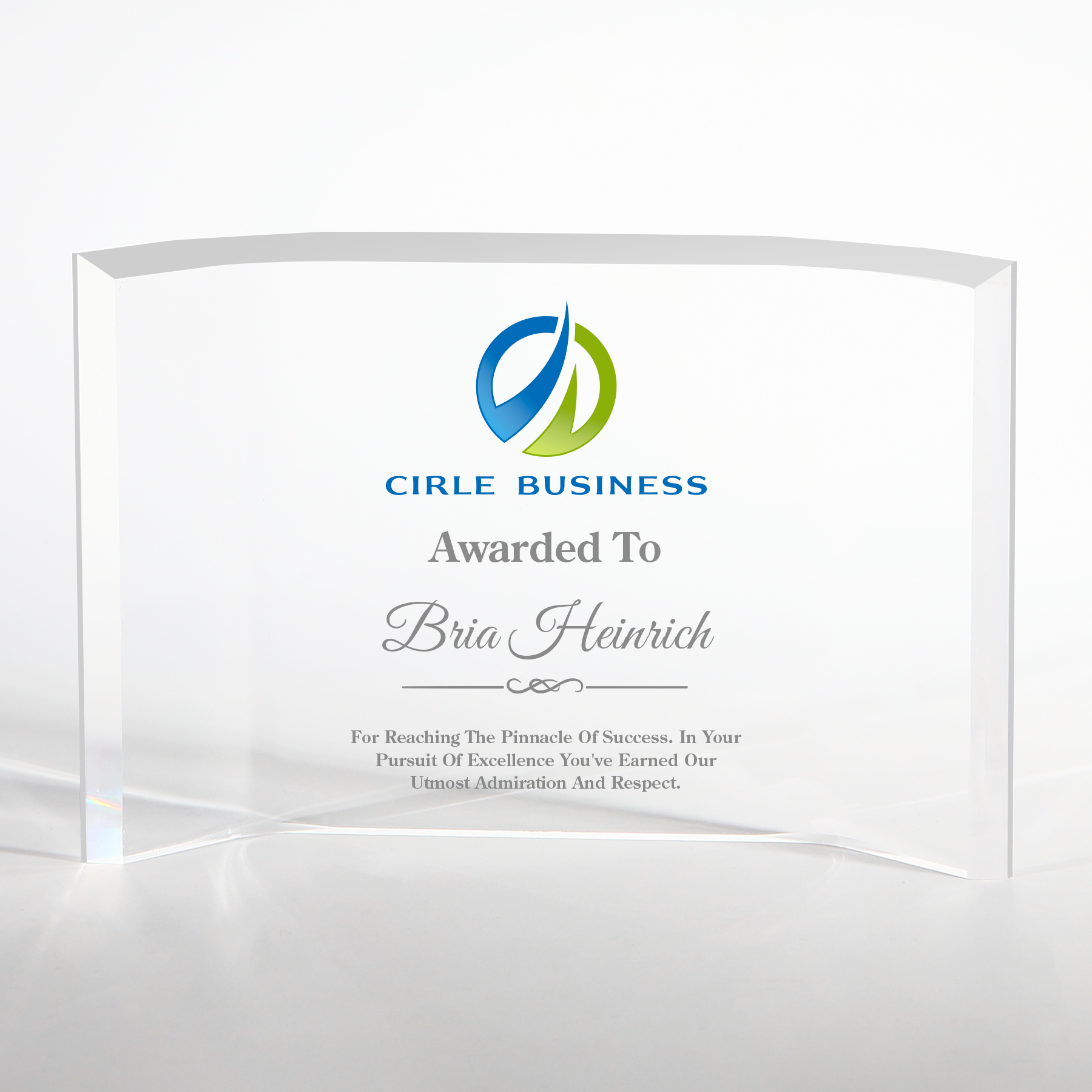 Freestanding Curved Acrylic Award Frame: Personalized