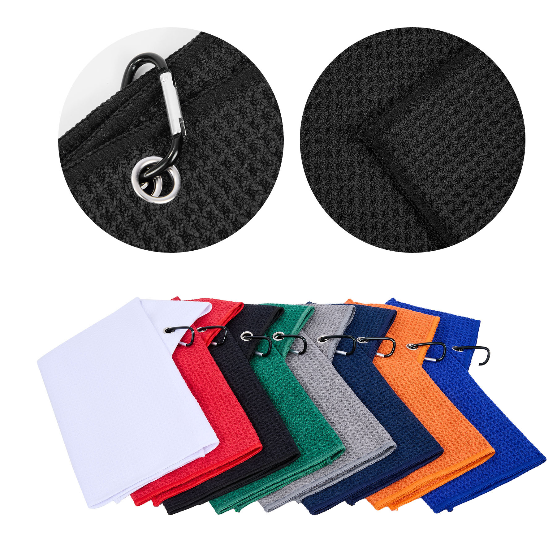 400GSM Waffle Texture Golf Towel with Hook and 3 Holes