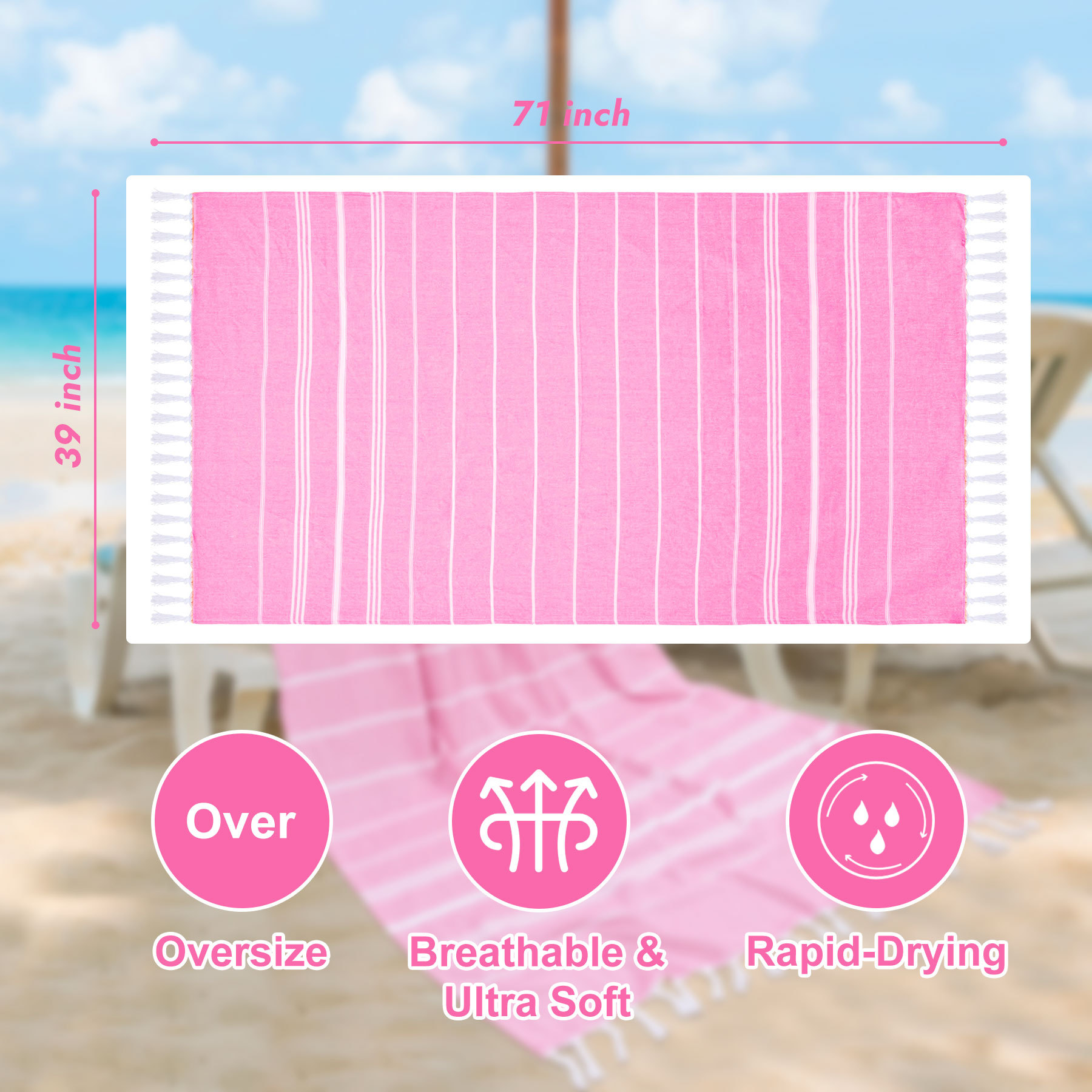 100% Cotton Embroidered Turkish Beach Towel