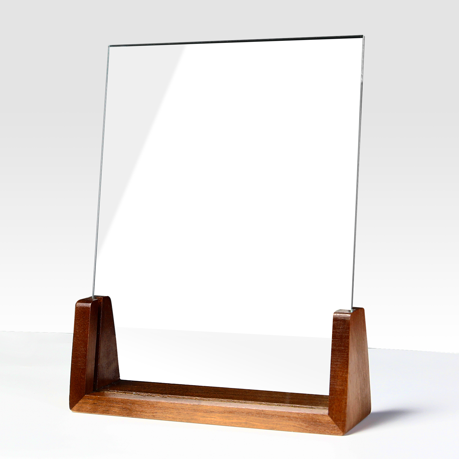 Custom Engraved Crystal Trophy on Wooden Stand