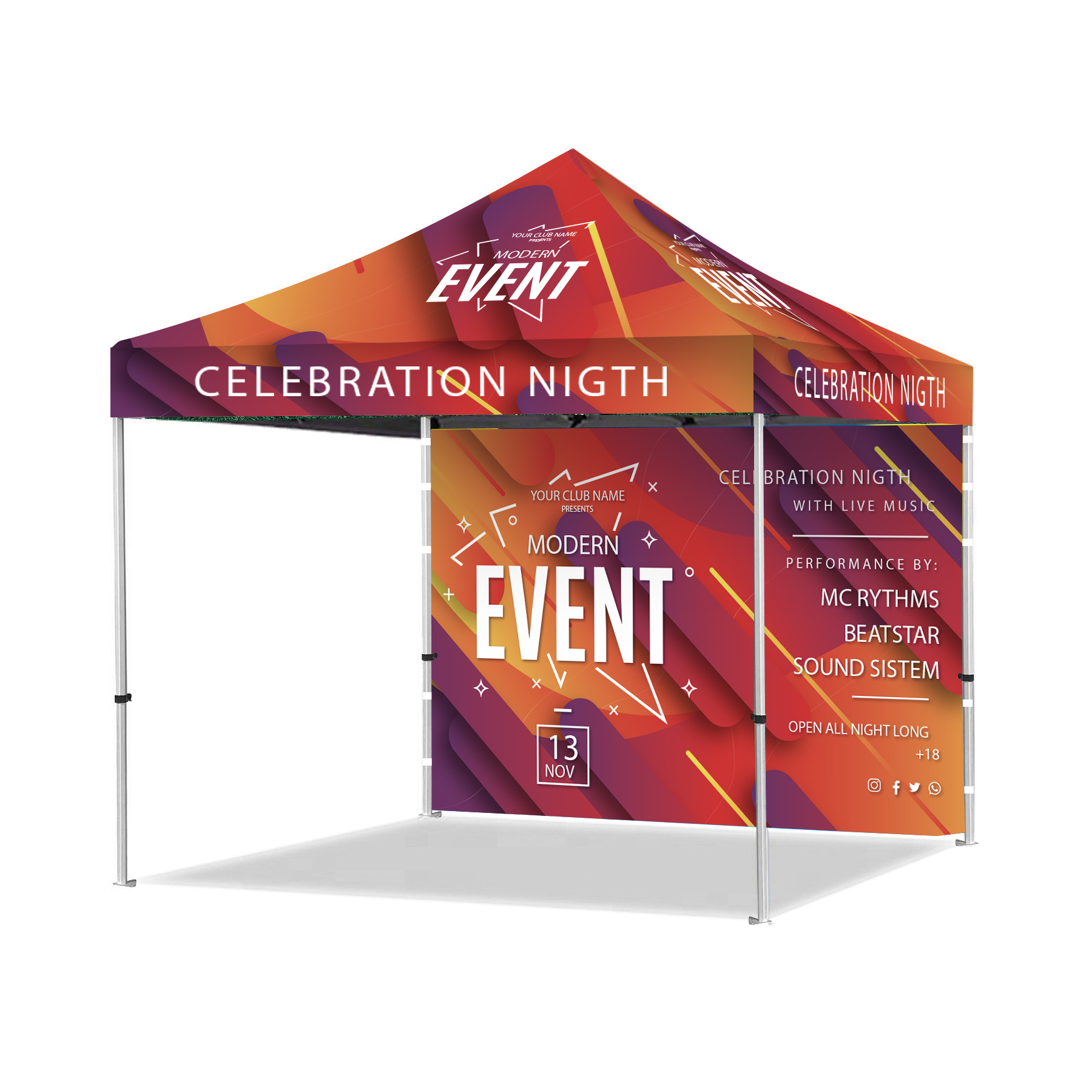 10' Full-Print Dye-Sublimation Tent Wall