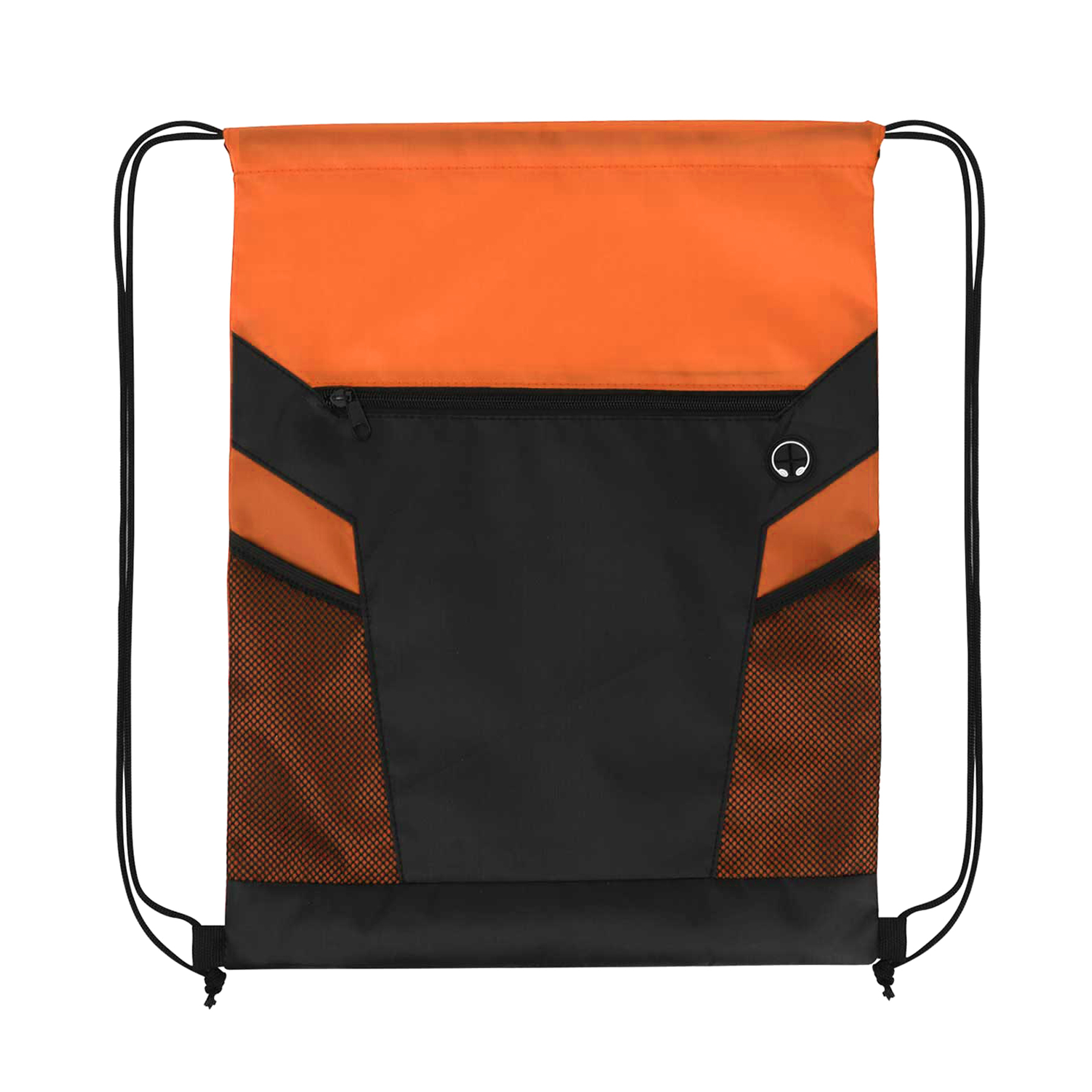 Zippered Drawstring Bag With Mesh Pockets