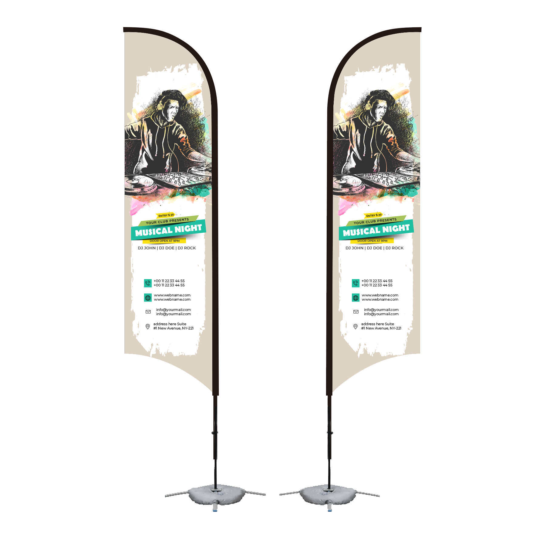 11' Feather Flag Kit-Double Sided W/ Cross Base