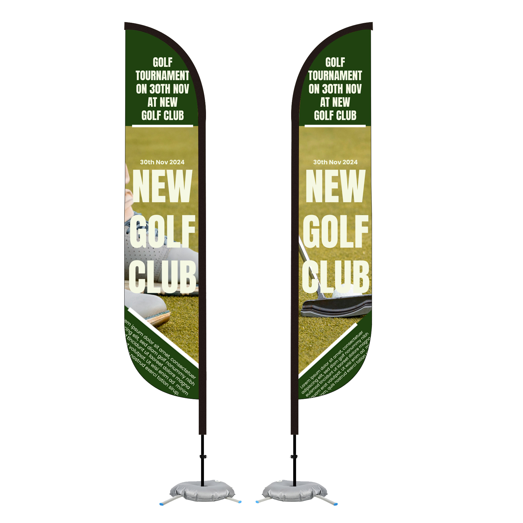 15' Double - Sided Feather Flag Kit with Cross Base & Water Bag