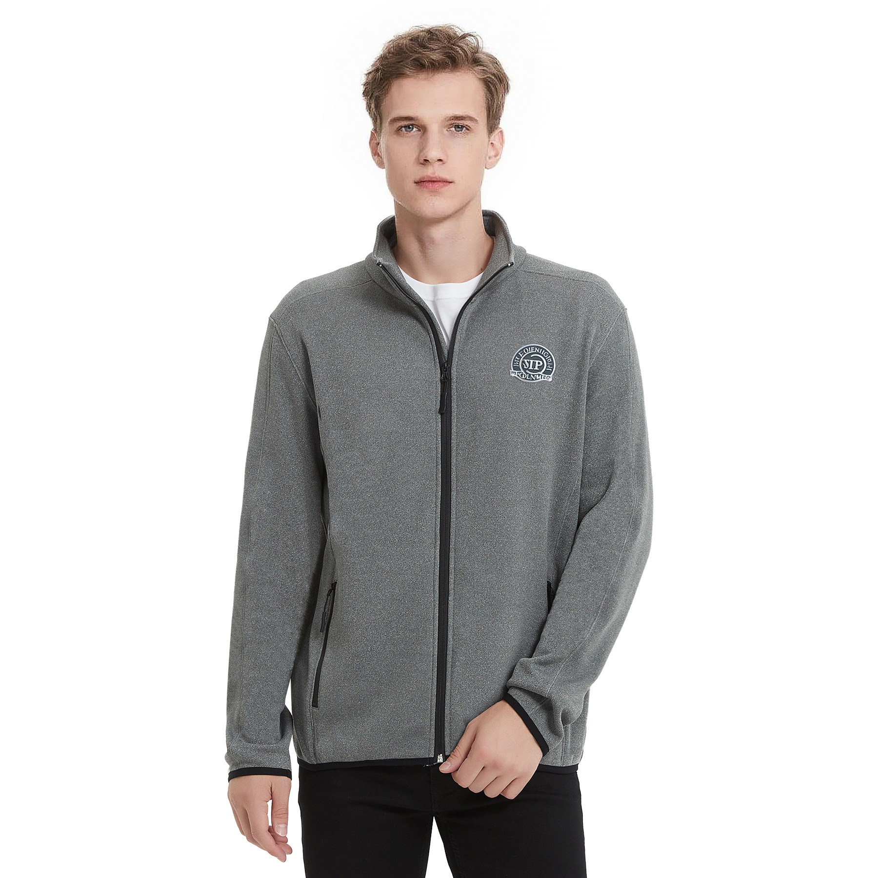 Men's Heathered Sweater Fleece Jacket