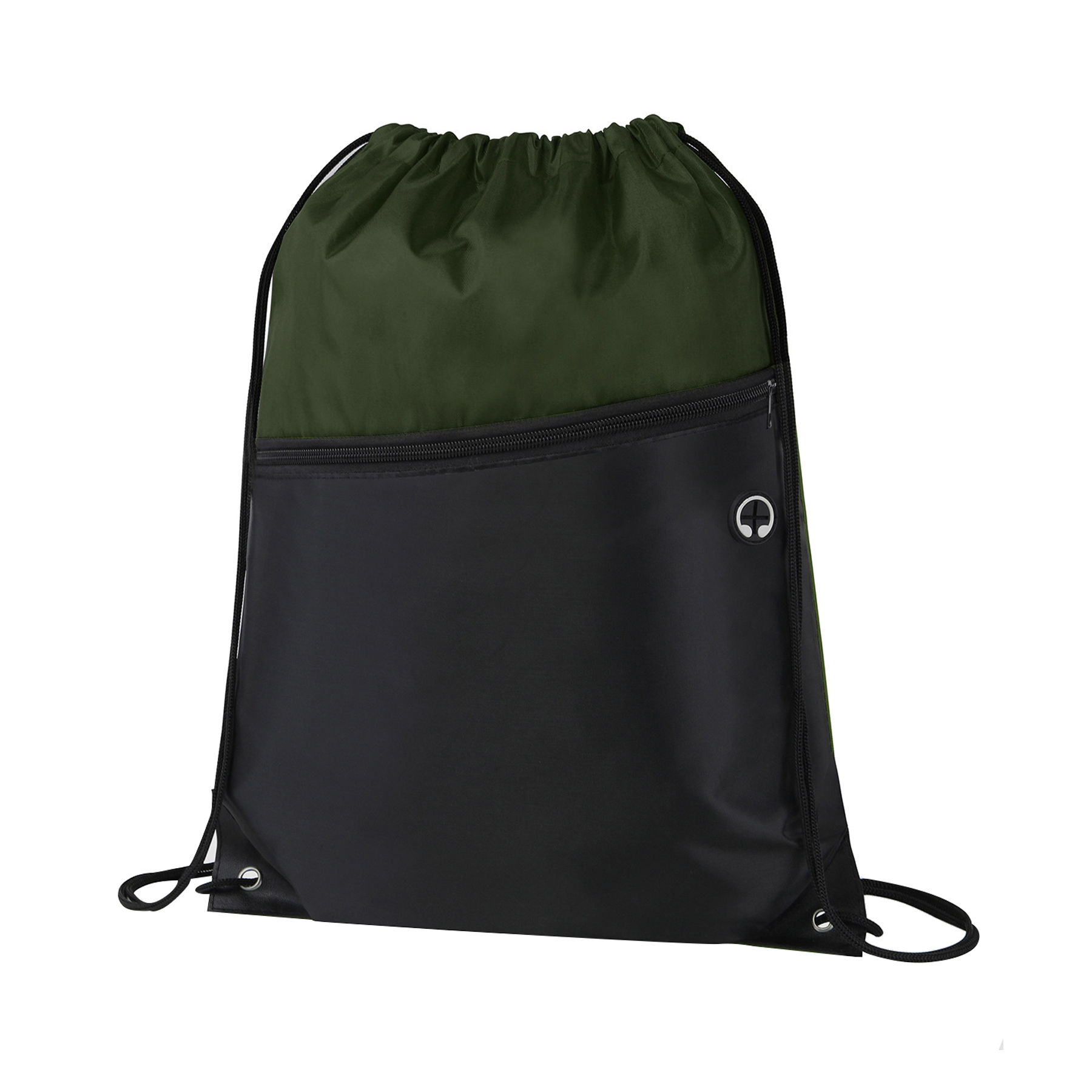 Dual-Tone Drawstring Backpack With Front Zipper
