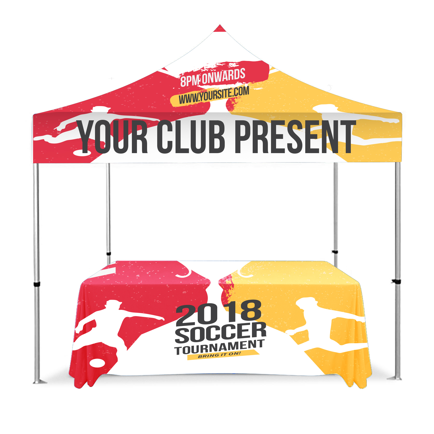 Commercial 10'x10' Full Print Canopy Tent Package w/6ft Matching Table Drape