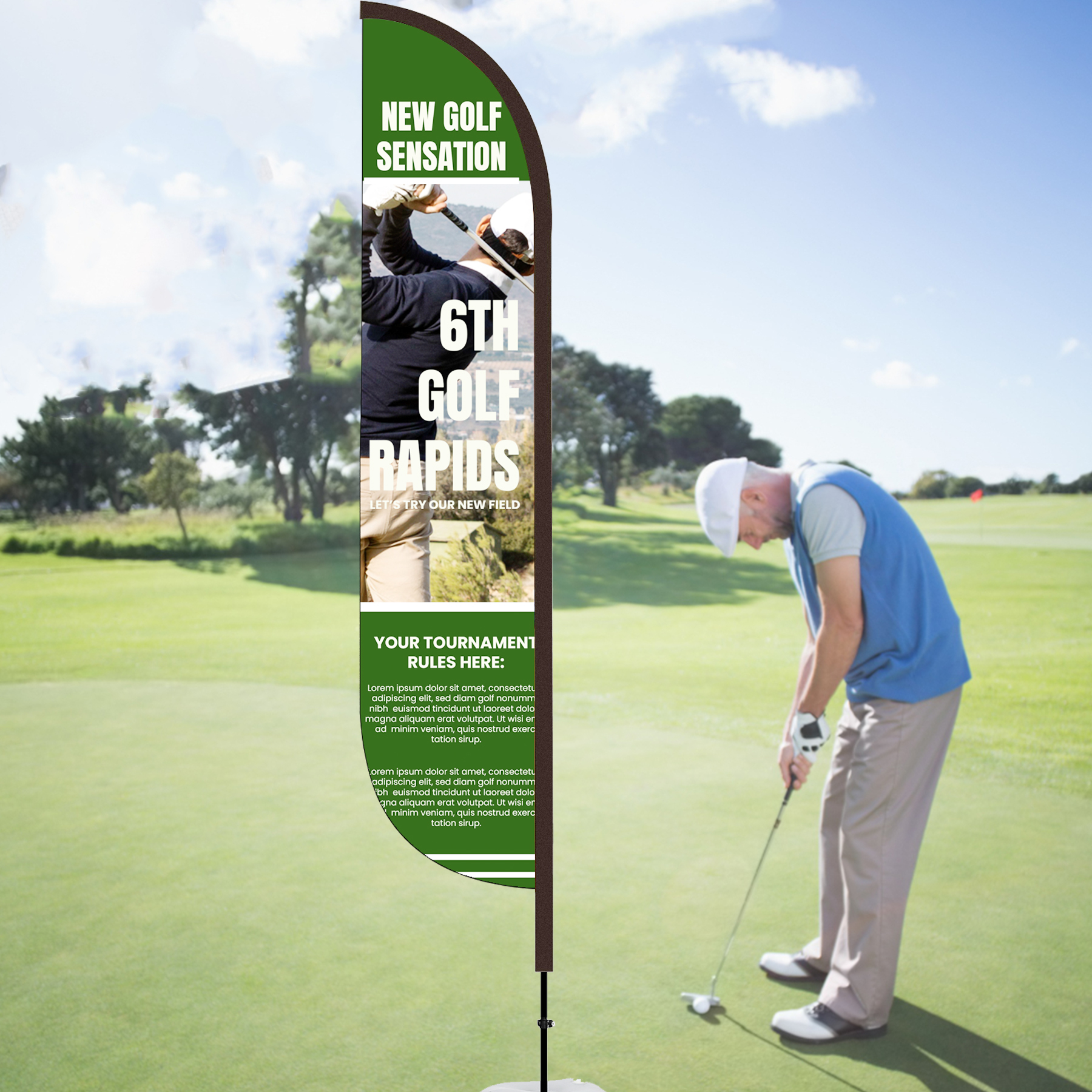 15' Double - Sided Feather Flag Kit with Cross Base & Water Bag