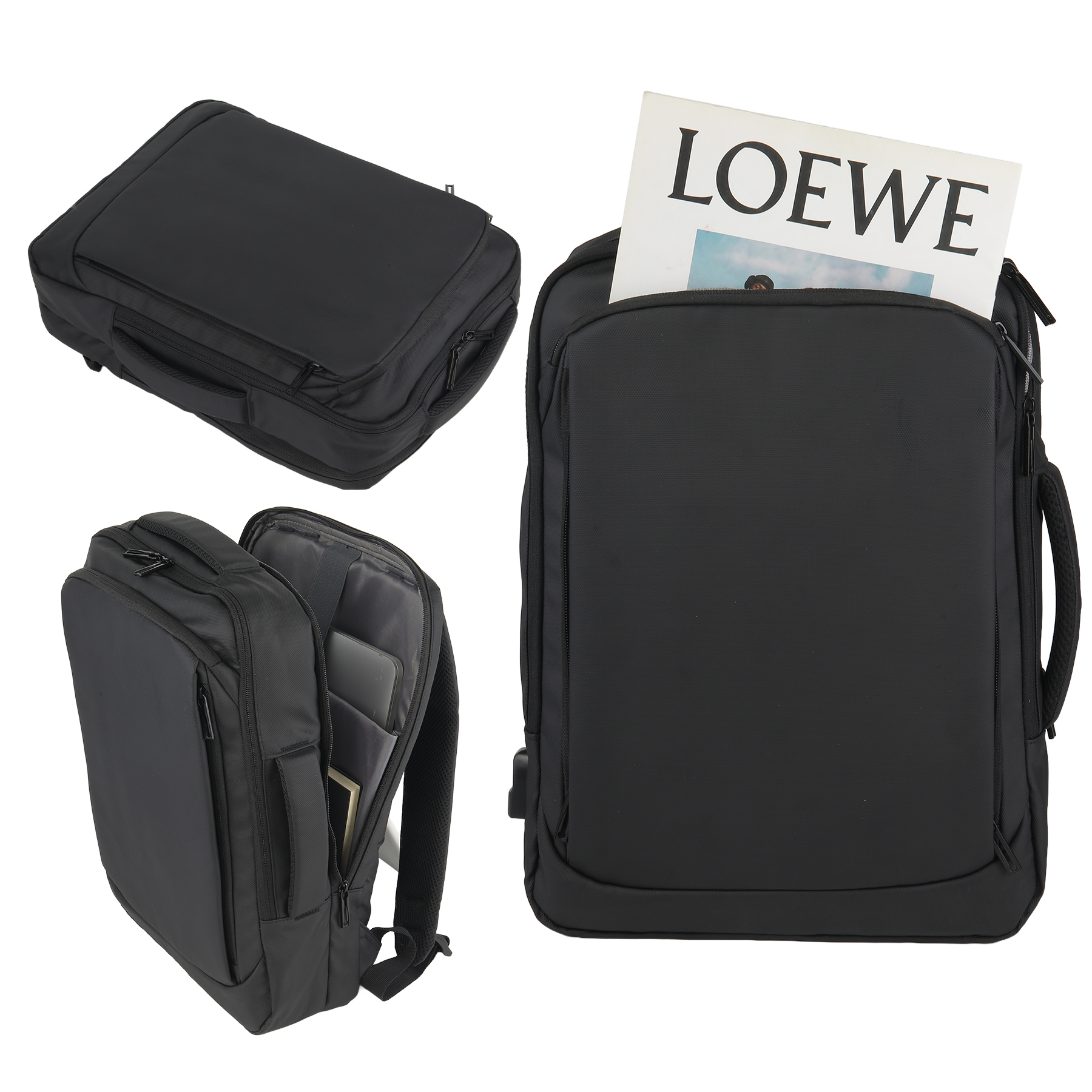 3 - in - 1 Convertible PU Leather Laptop Backpack