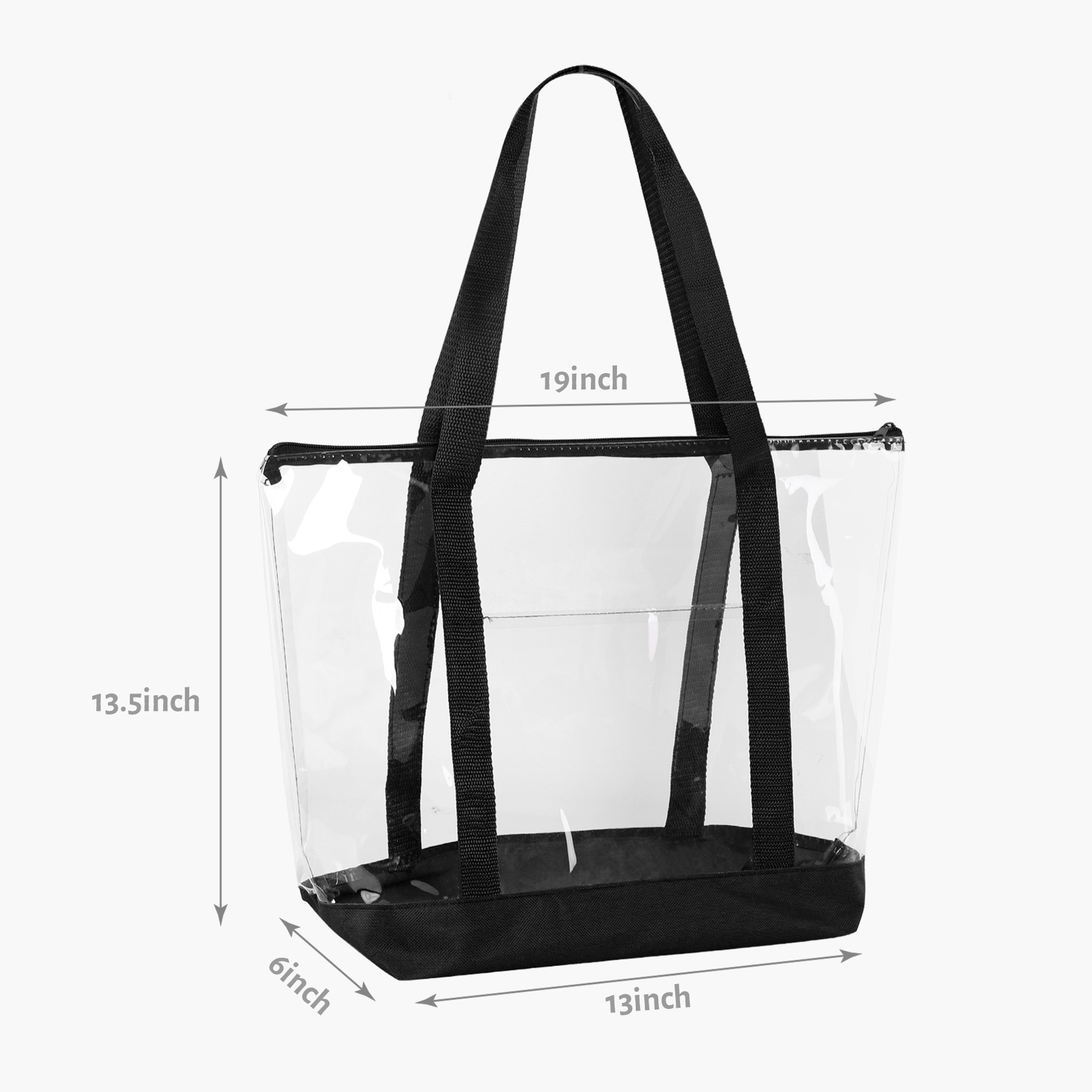 Transparent Zippered Tote Bag With Pocket