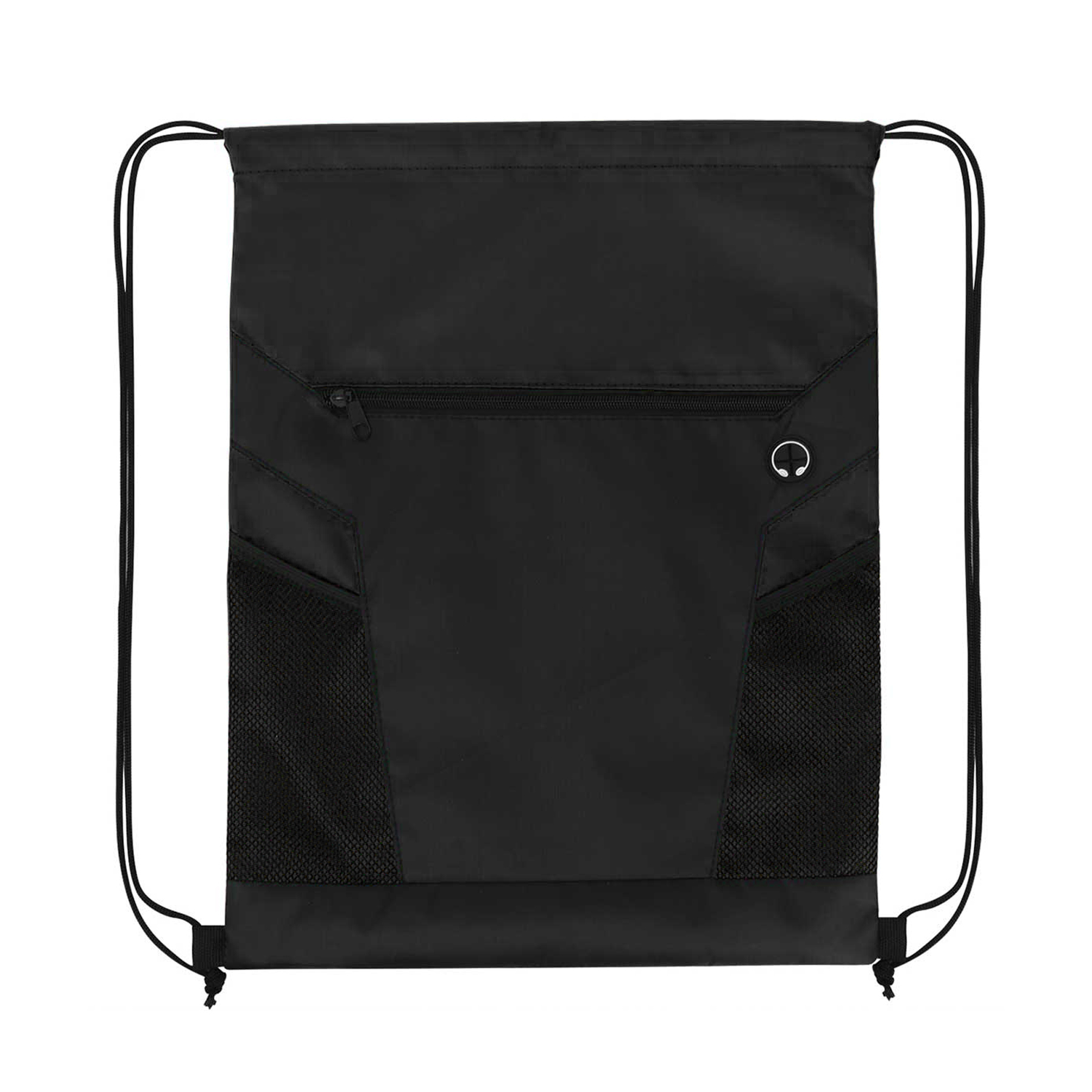 Zippered Drawstring Bag With Mesh Pockets