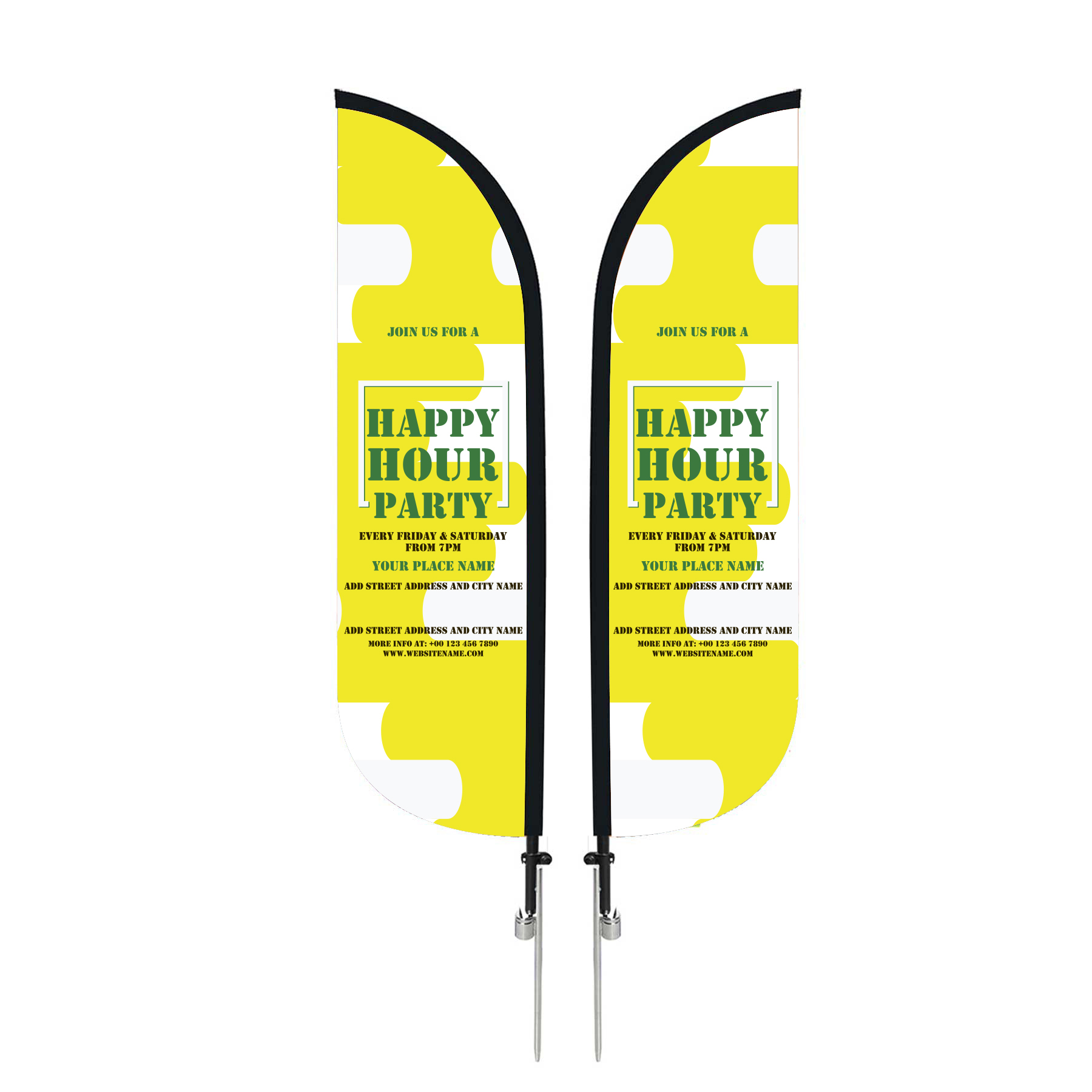 15' Custom Feather Flag Knit Double Sided W/ Spike Base